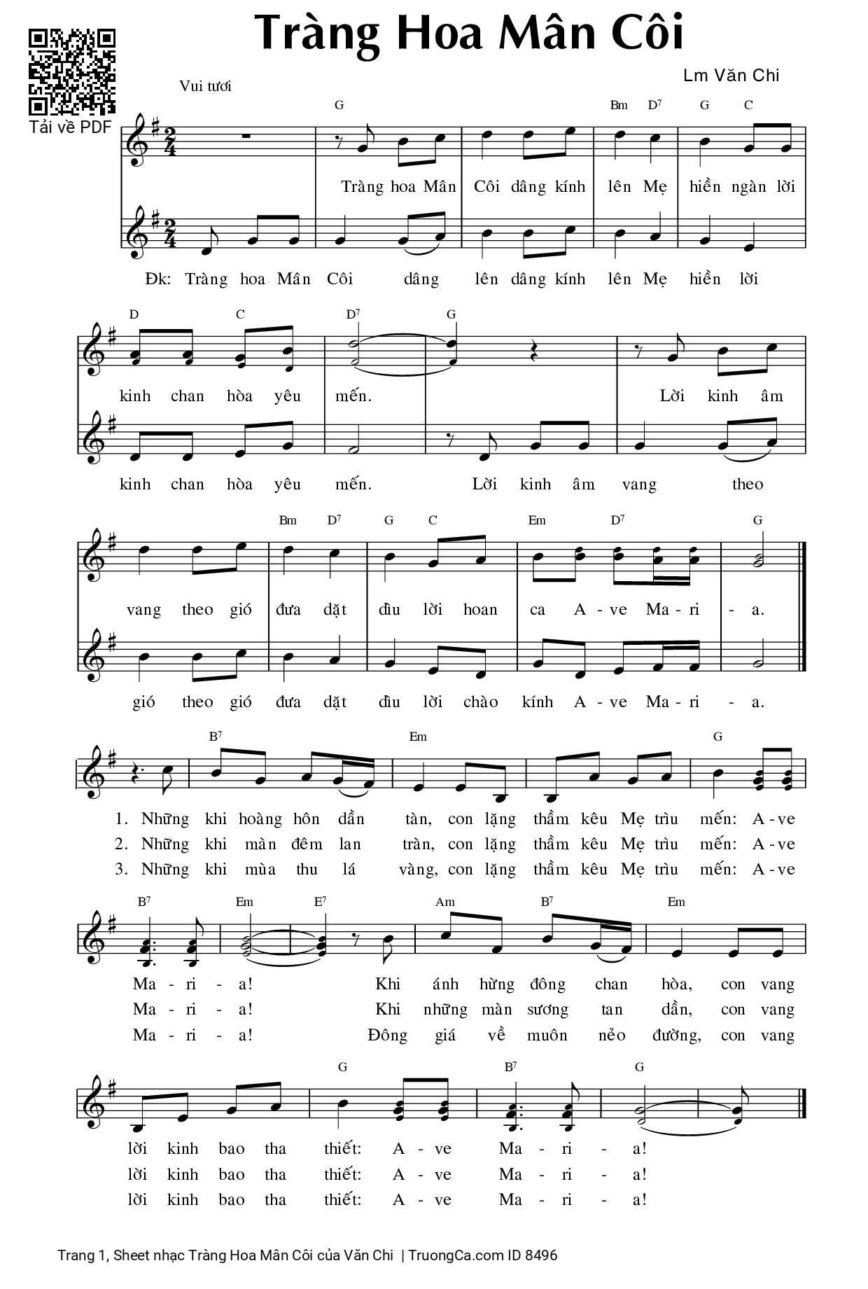 Sheet PDF of Tràng Hoa Mân Côi