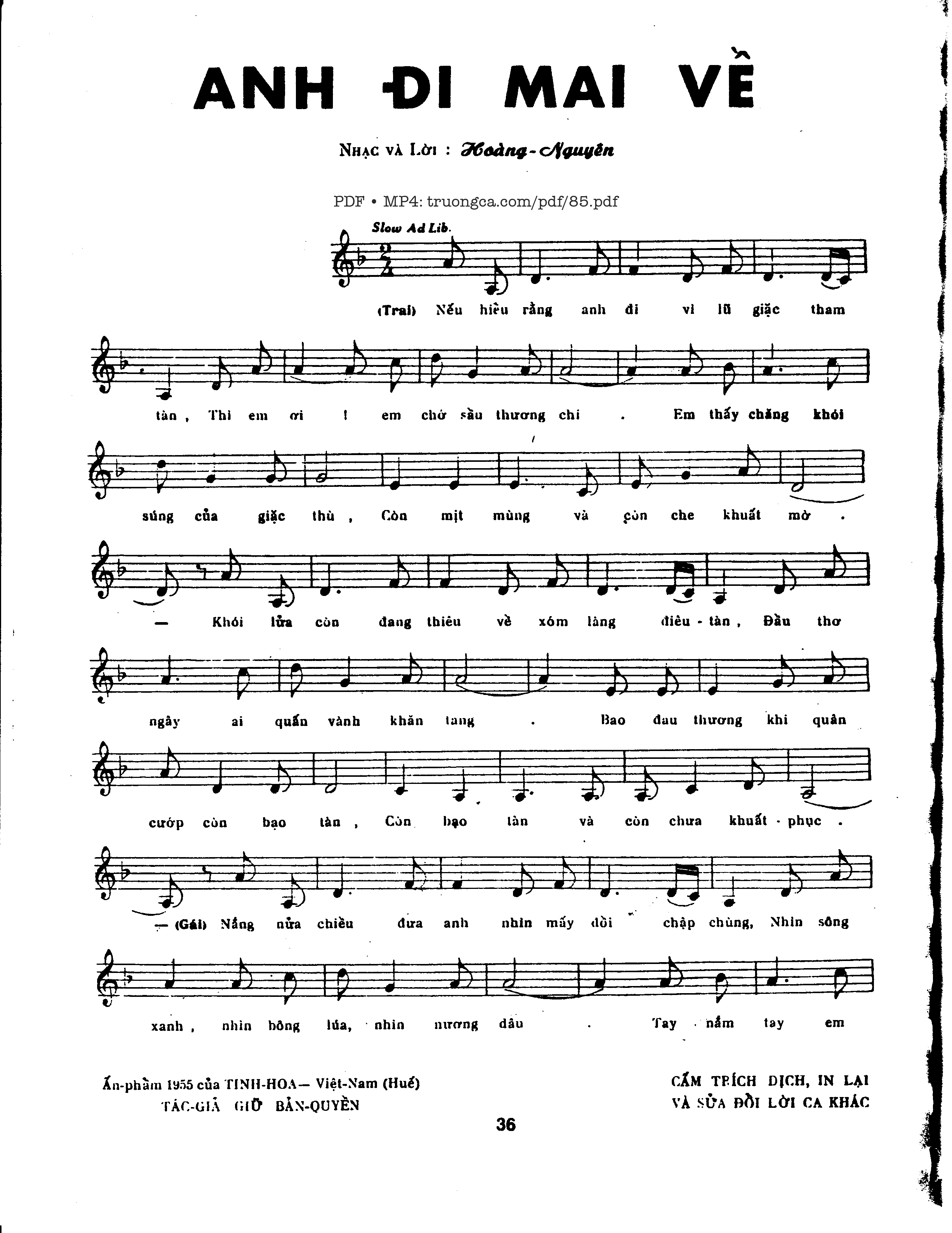 Page 3 of Sheet music PDF Anh đi mai về - Hoàng Nguyên