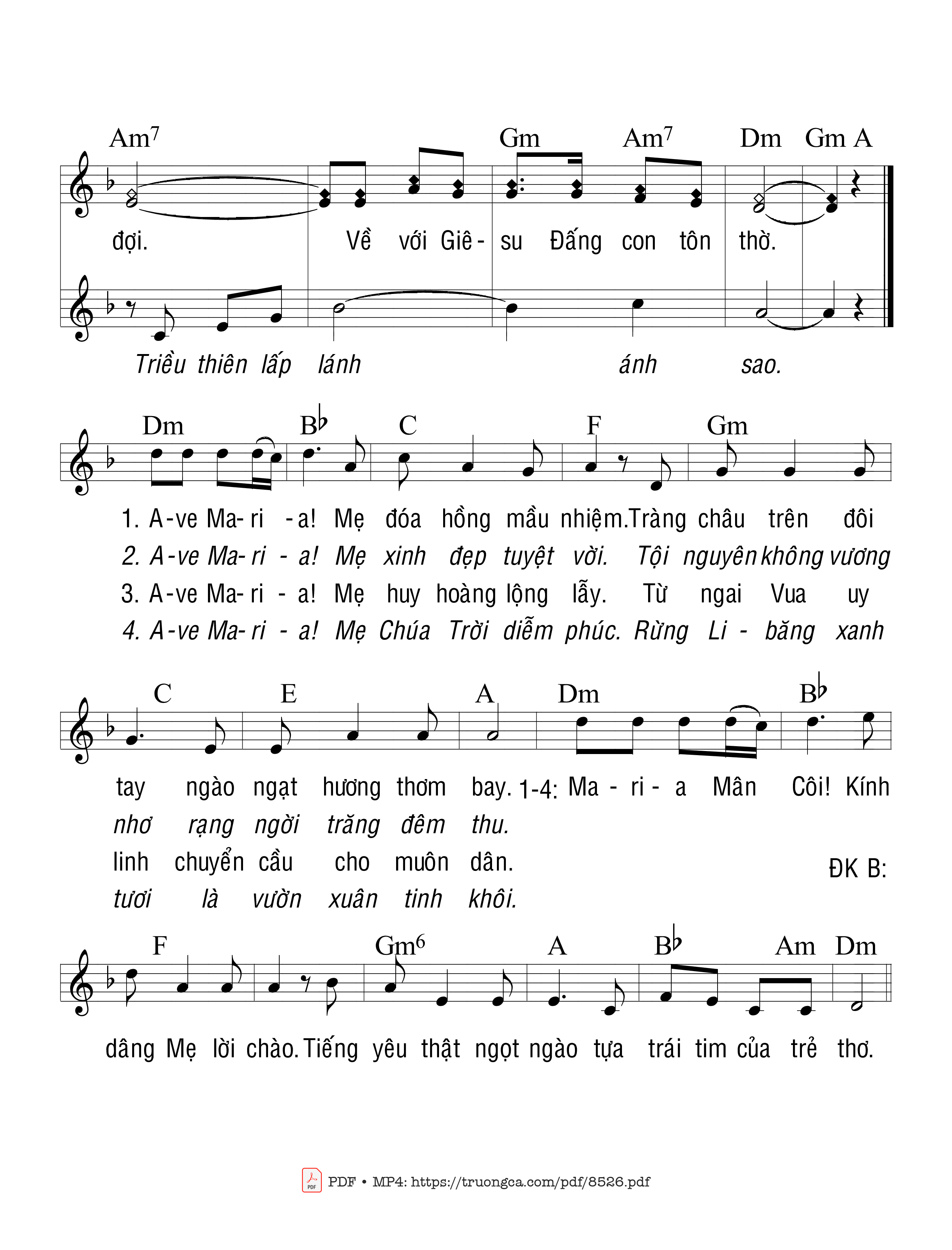 Lạy Mẹ mến yêu mến yêu của con Mẹ như Ánh Sao soi đường dẫn lối, Trang 2