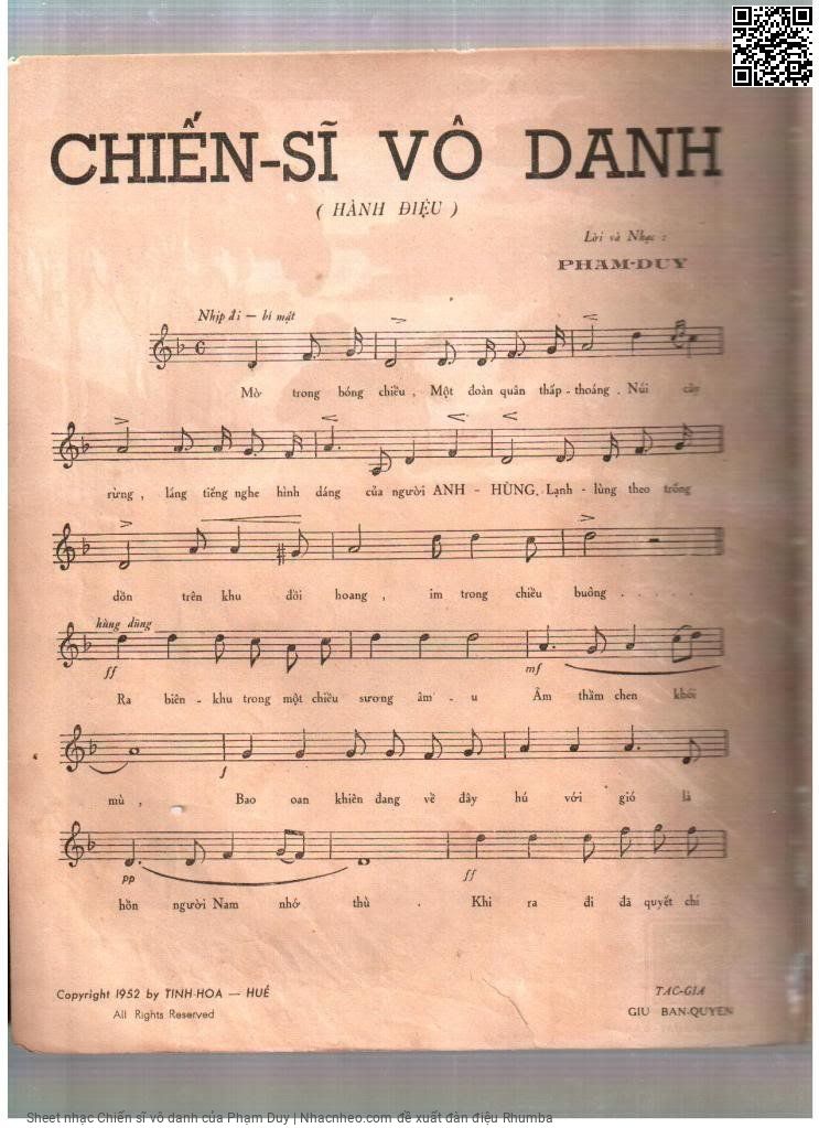 Page 2 of Sheet music PDF Chiến sĩ vô danh - Phạm Duy