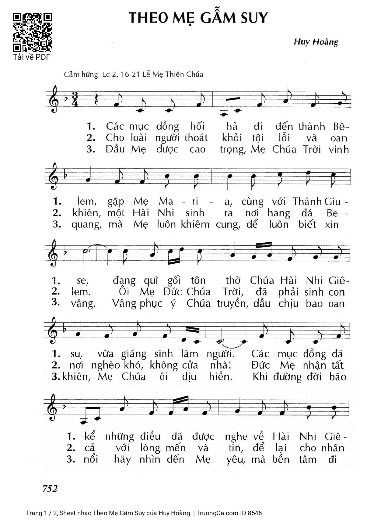 Sheet PDF of Theo Mẹ Gẫm Suy