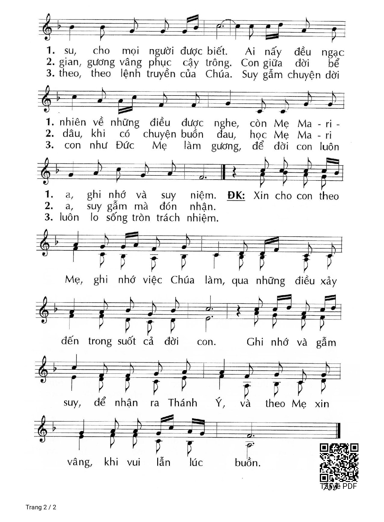 Page 2 of Sheet music PDF Theo Mẹ Gẫm Suy - Huy Hoàng