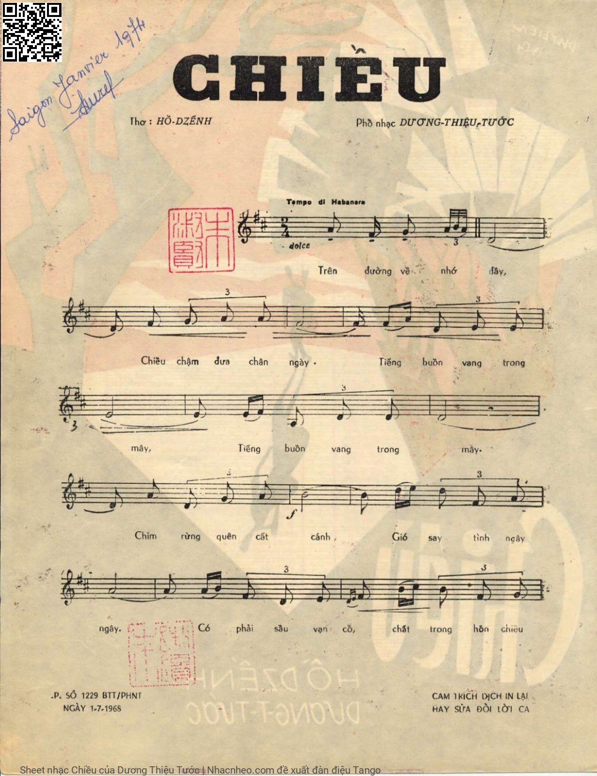 Page 2 of Sheet music PDF Chiều - Dương Thiệu Tước