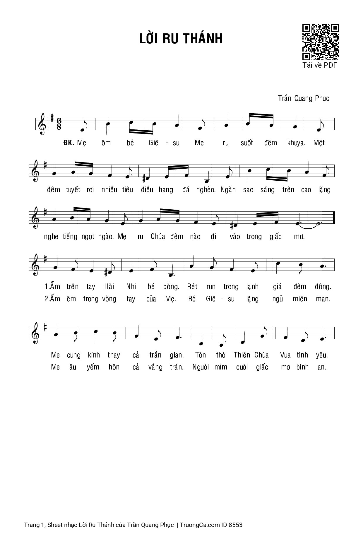 Sheet PDF of Lời Ru Thánh