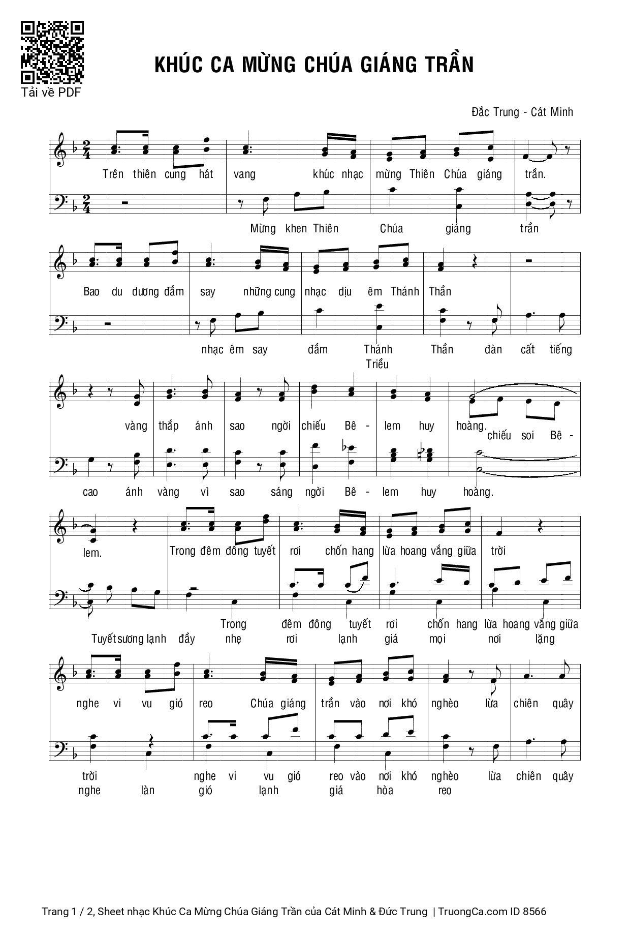 Sheet PDF of Khúc Ca Mừng Chúa Giáng Trần