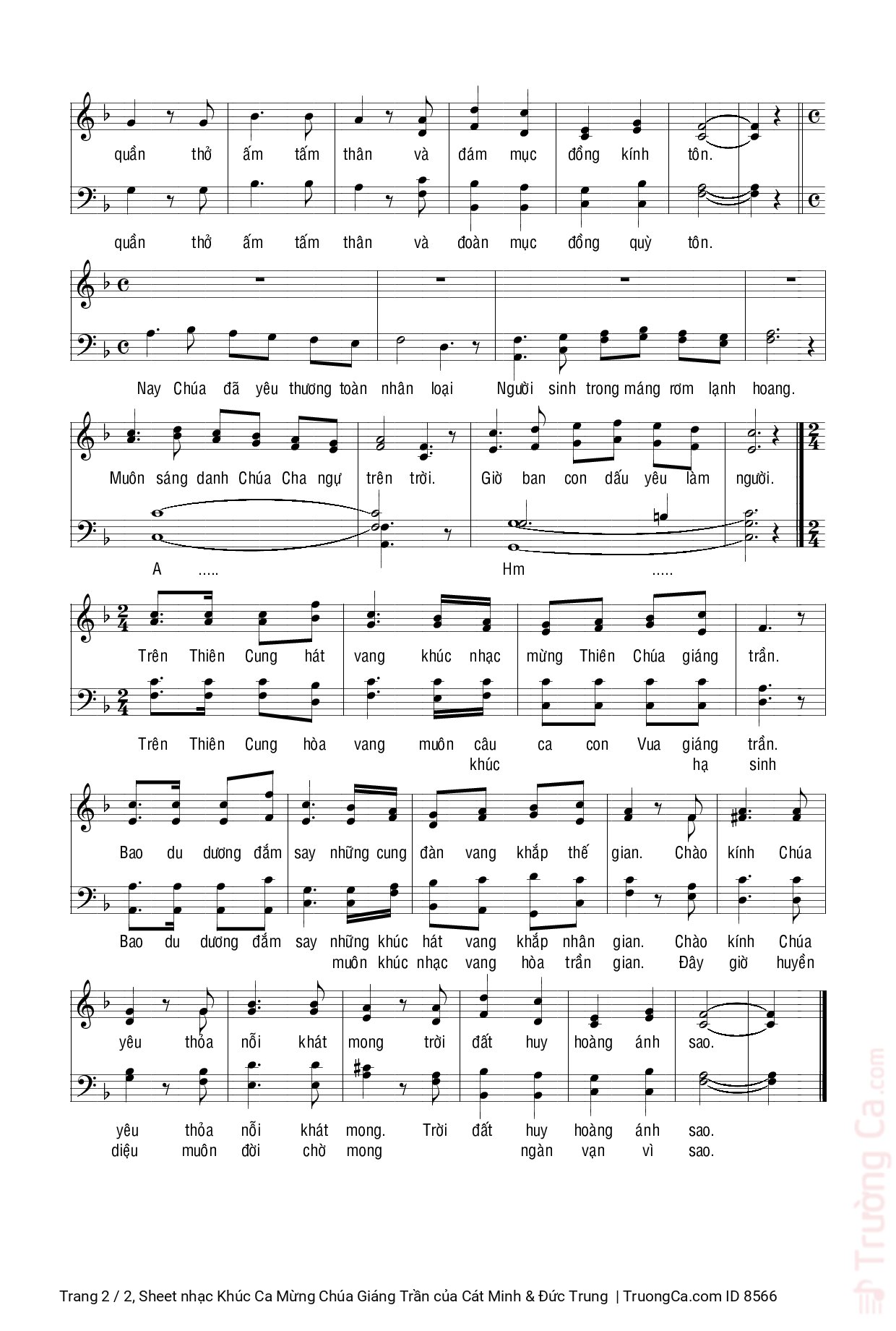 Page 2 of Sheet music PDF Khúc Ca Mừng Chúa Giáng Trần - Cát Minh & Đức Trung