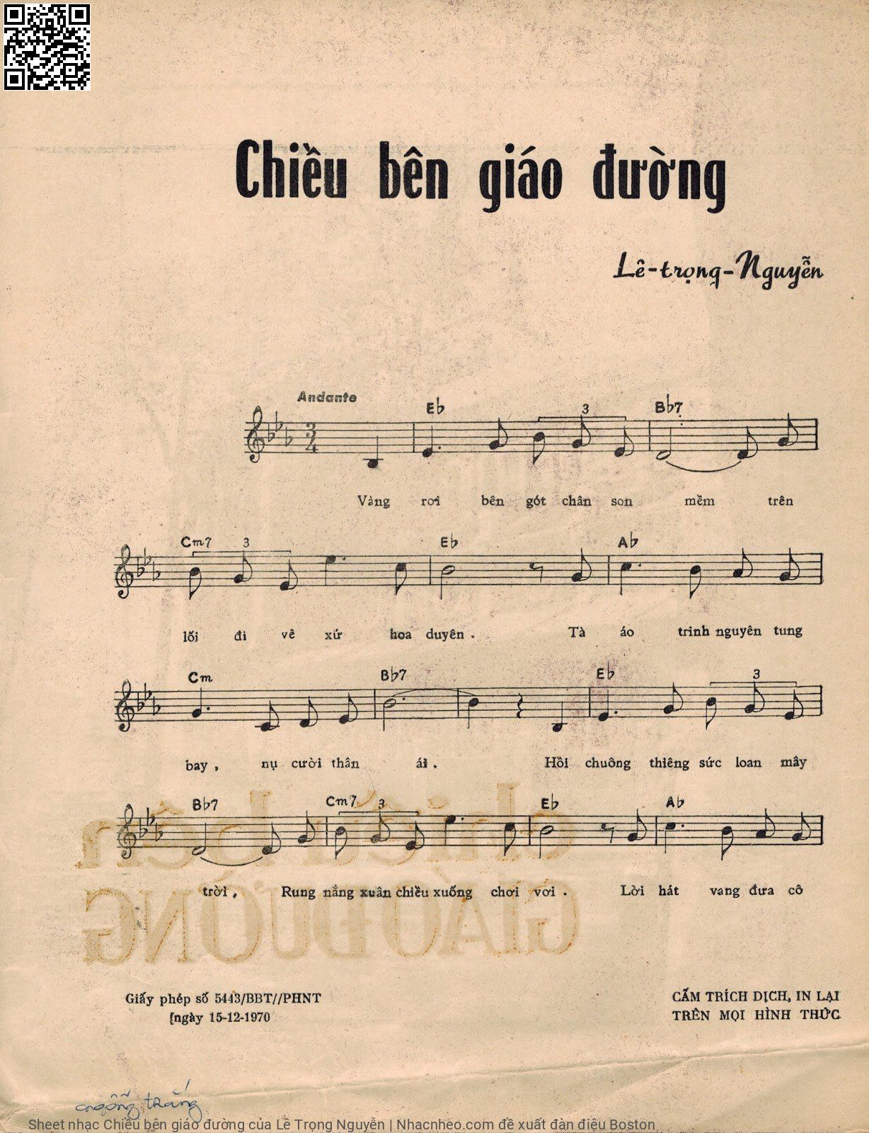 Page 2 of Sheet music PDF Chiều bên giáo đường - Lê Trọng Nguyễn