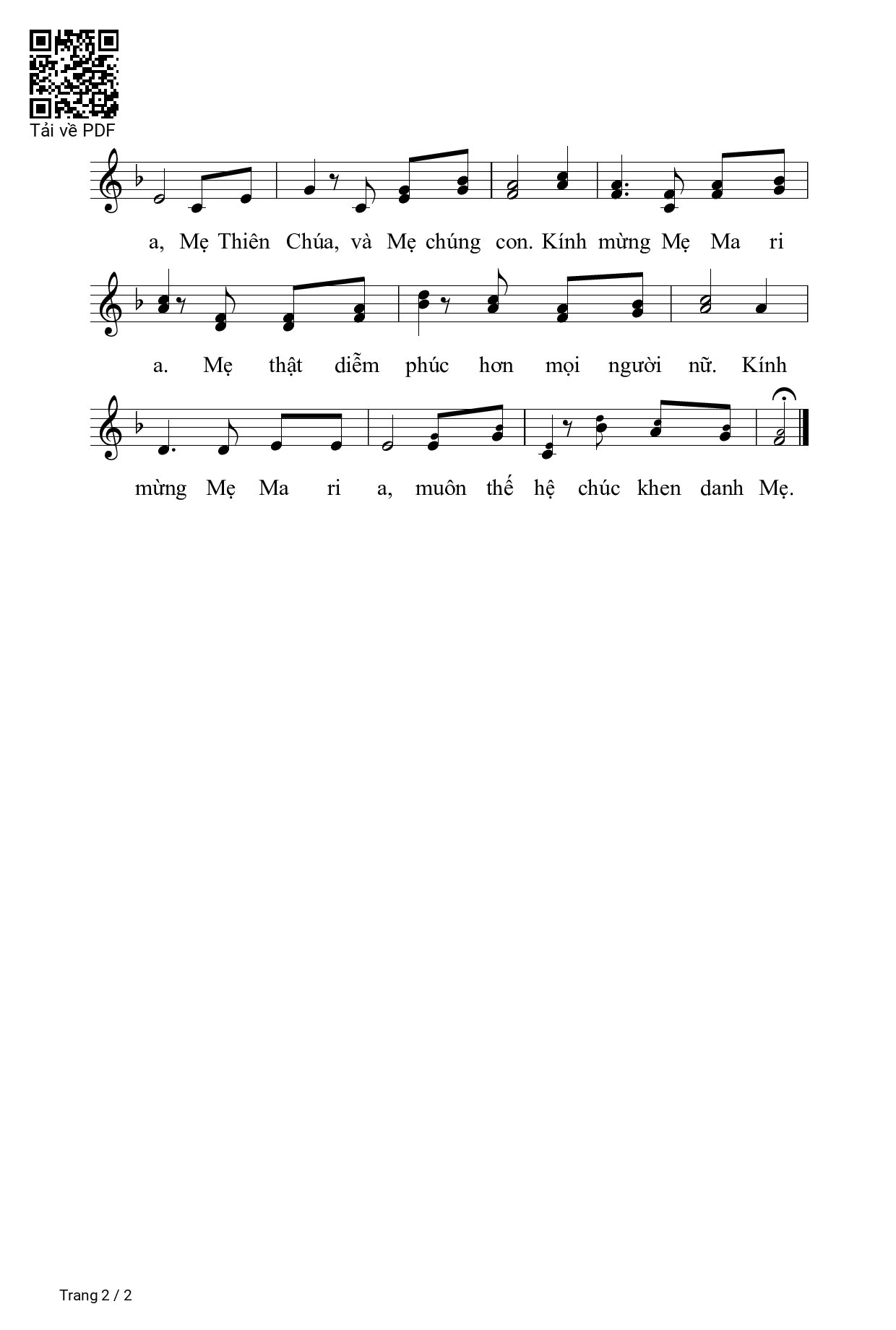 Page 2 of Sheet music PDF Về Bên Mẹ - Châu Linh