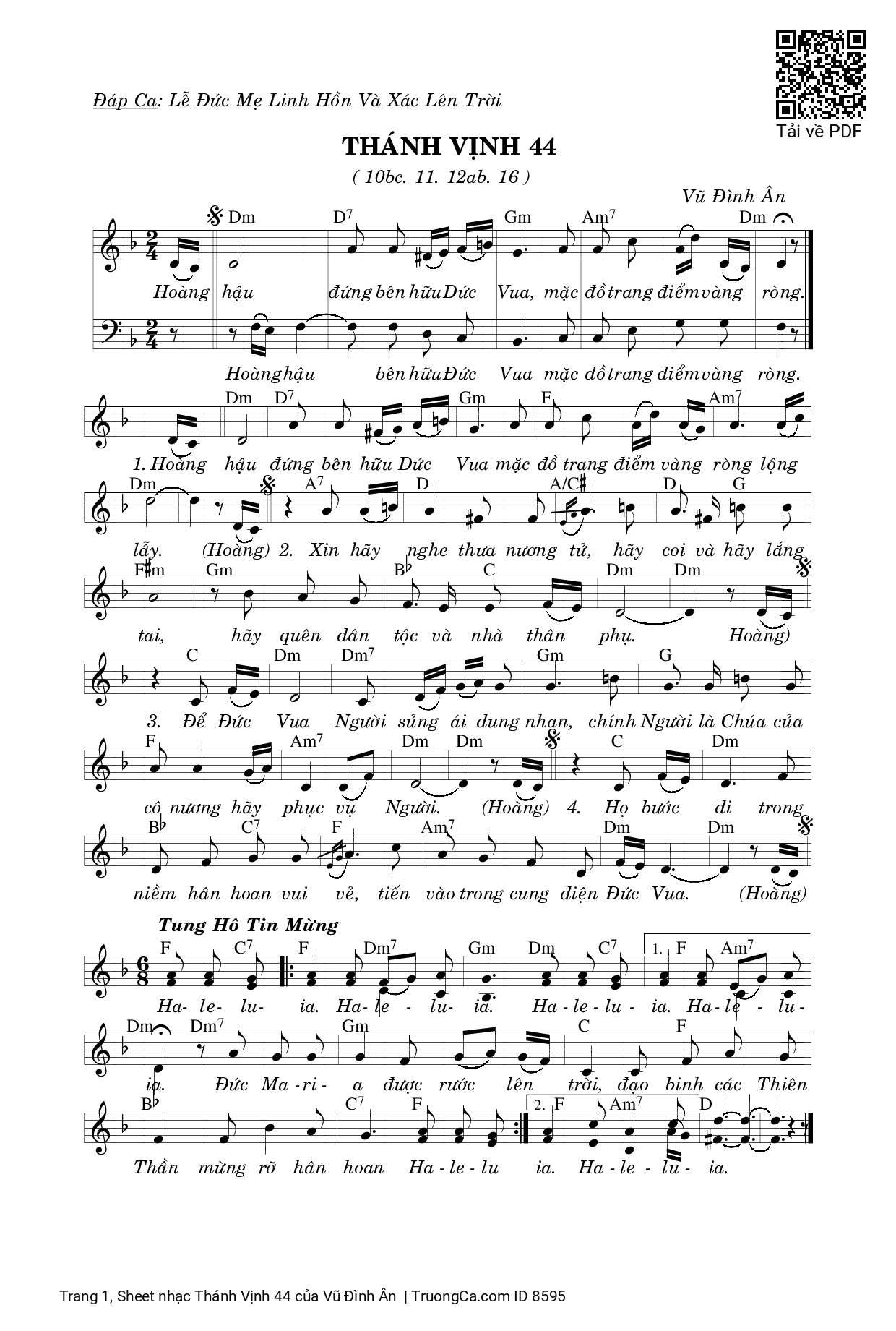 Page 1 of Sheet music PDF Thánh Vịnh 44 - Vũ Đình Ân