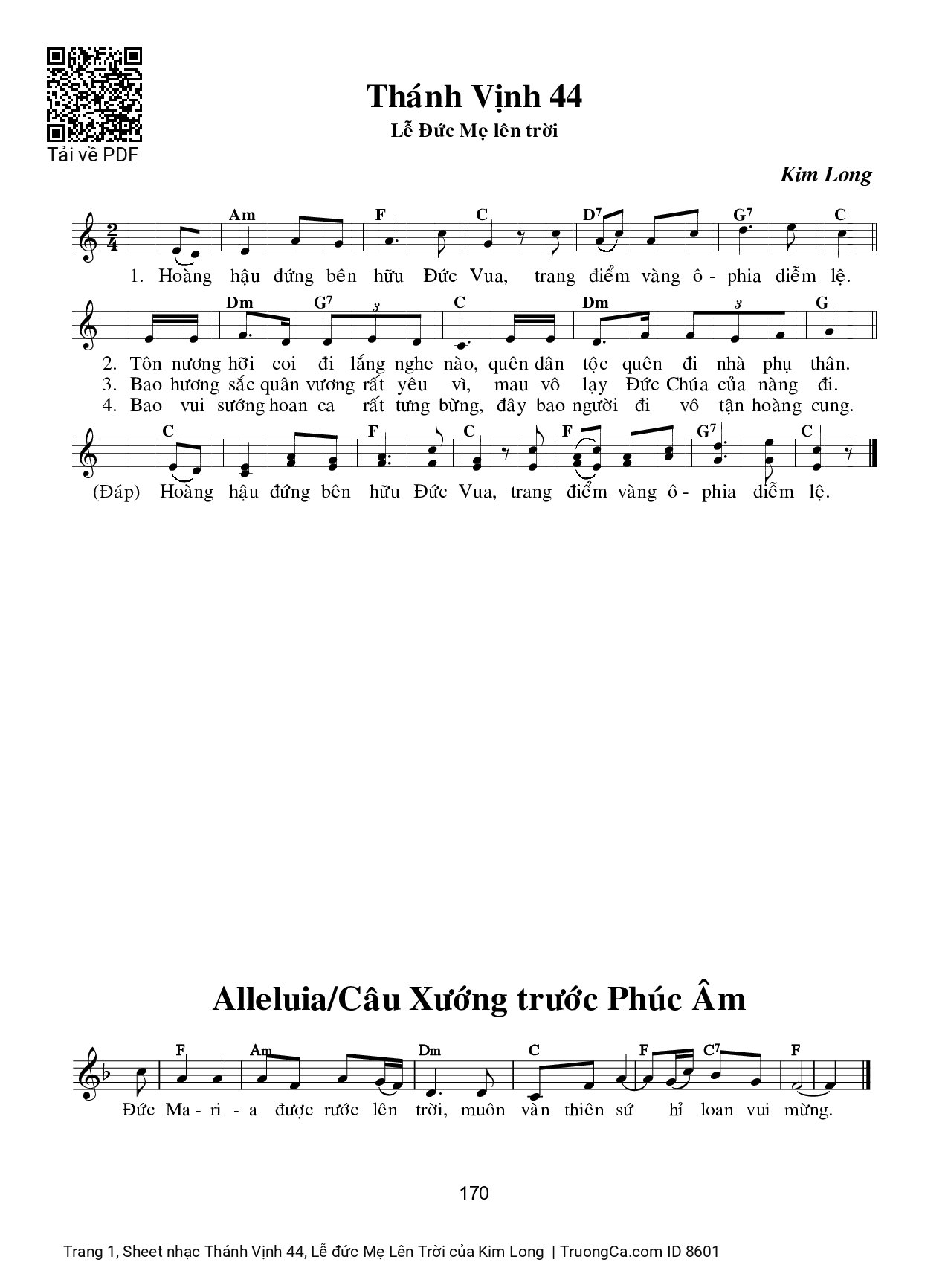 Sheet PDF of Thánh Vịnh 44, Lễ đức Mẹ Lên Trời