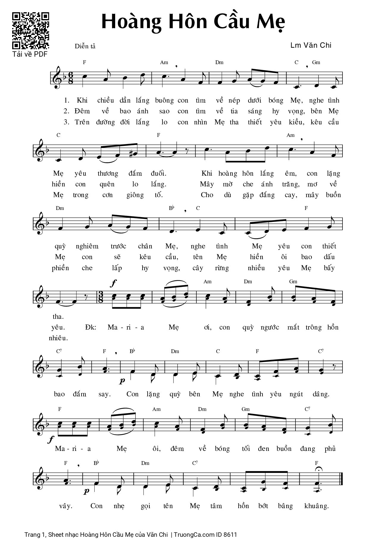 Sheet PDF of Hoàng Hôn Cầu Mẹ