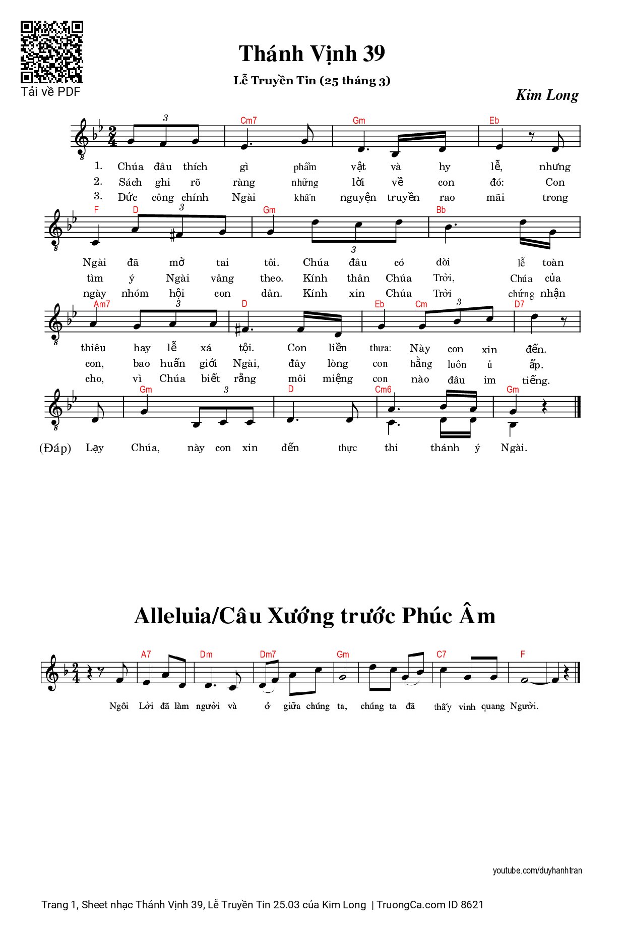 Sheet PDF of Thánh Vịnh 39, Lễ Truyền Tin 25.03