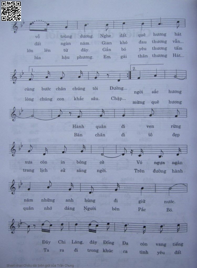Page 2 of Sheet music PDF Chiều dài biên giới - Trần Chung