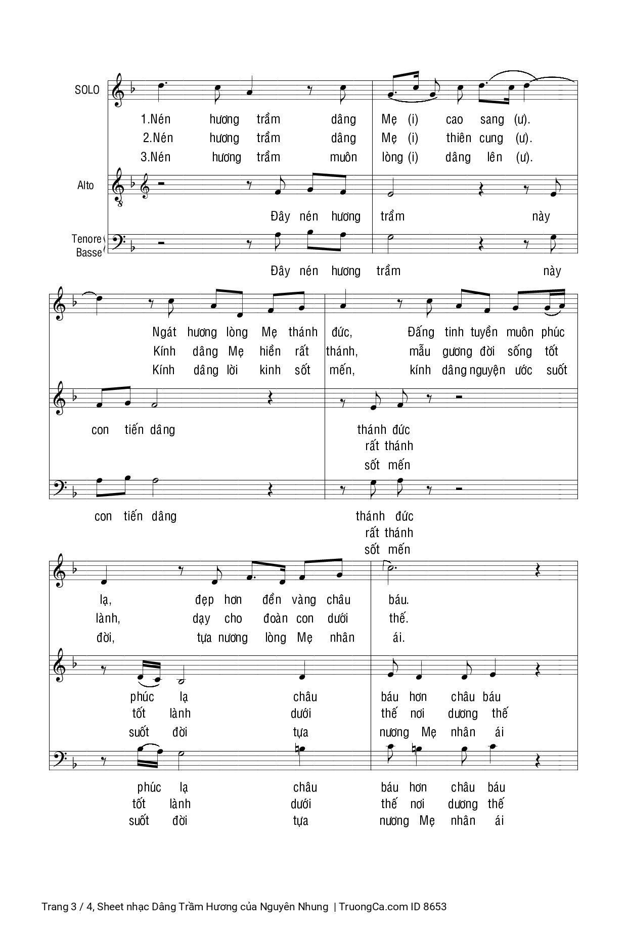 Page 3 of Sheet music PDF Dâng Trầm Hương, sheet 3 bè - Nguyên Nhung