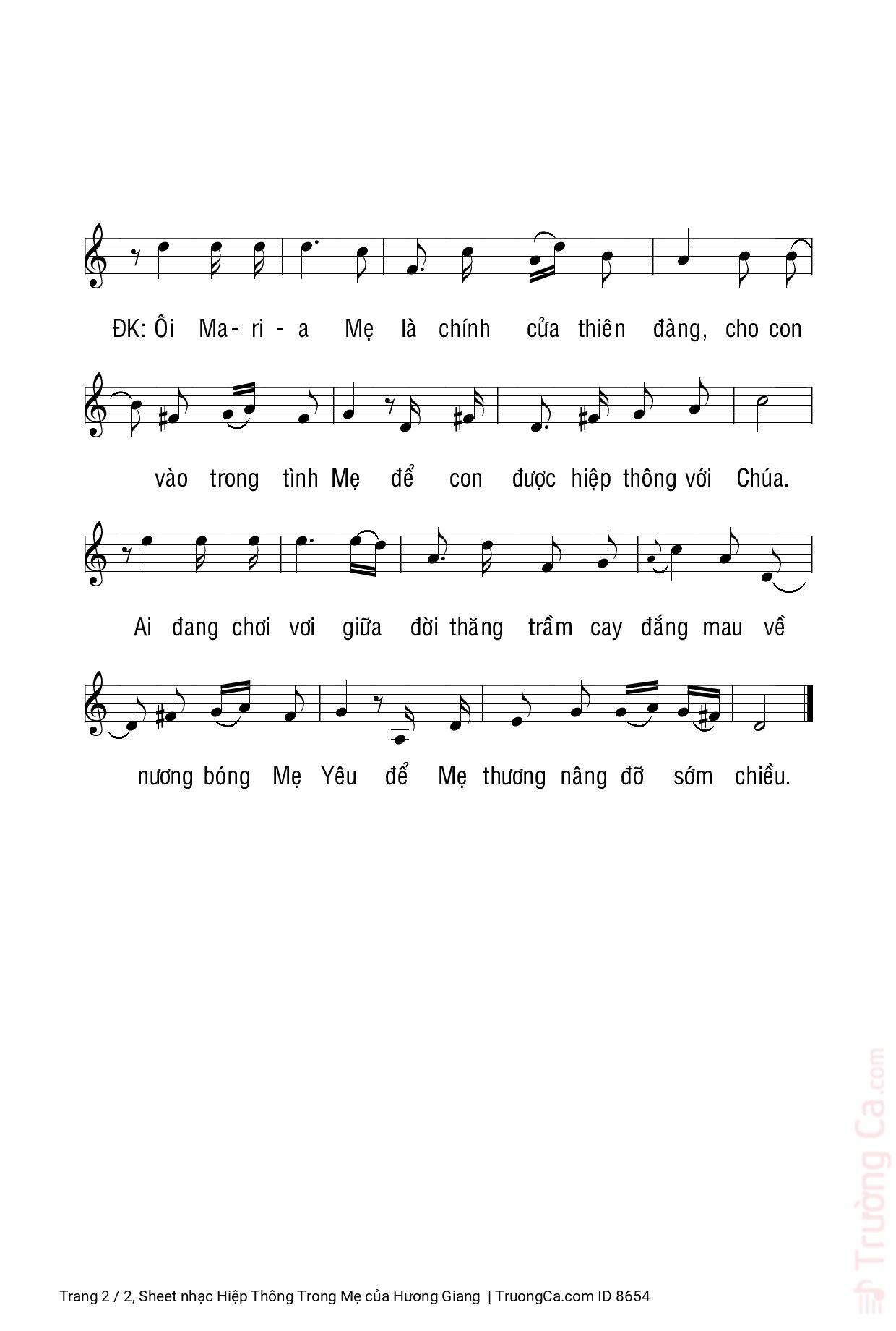 Page 2 of Sheet music PDF Hiệp Thông Trong Mẹ - Hương Giang