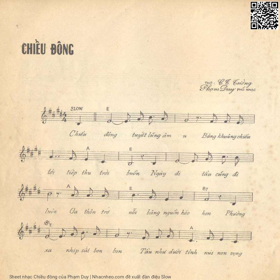 Sheet PDF of Chiều đông - Phạm Duy
