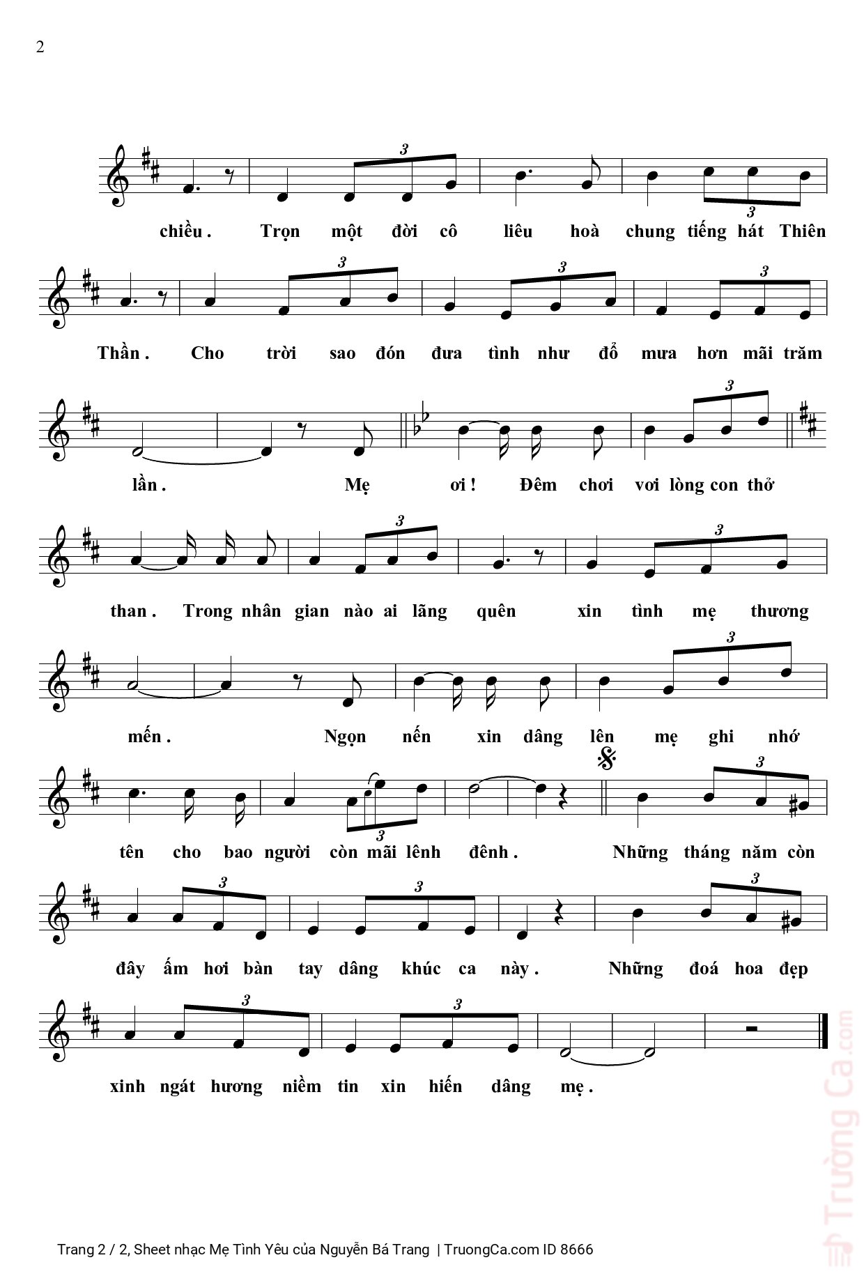 Page 2 of Sheet music PDF Mẹ Tình Yêu - Nguyễn Bá Trang