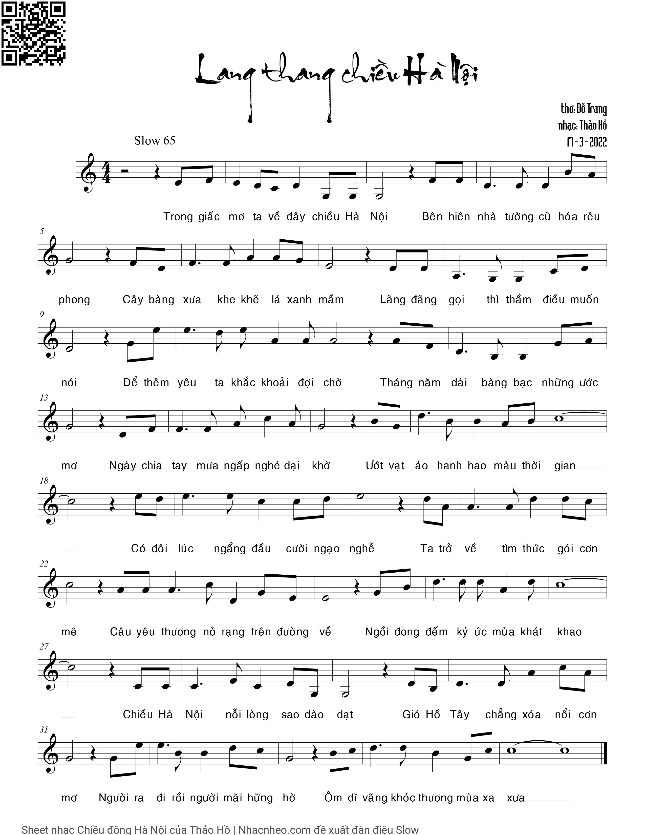 Sheet PDF of Chiều đông Hà Nội