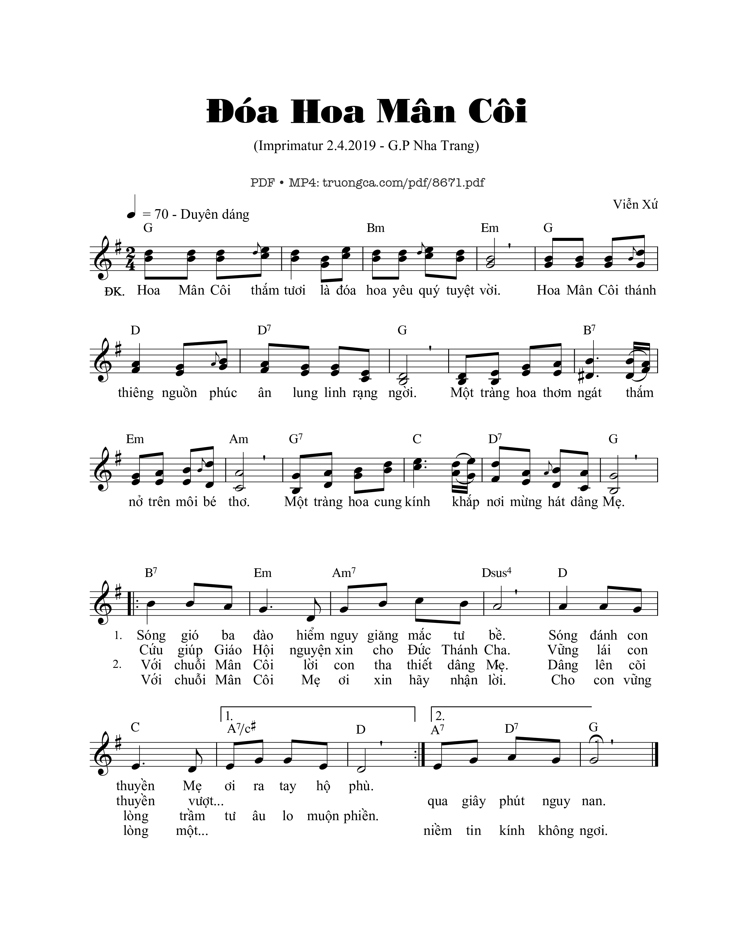 Sheet PDF of đóa Hoa Mân Côi