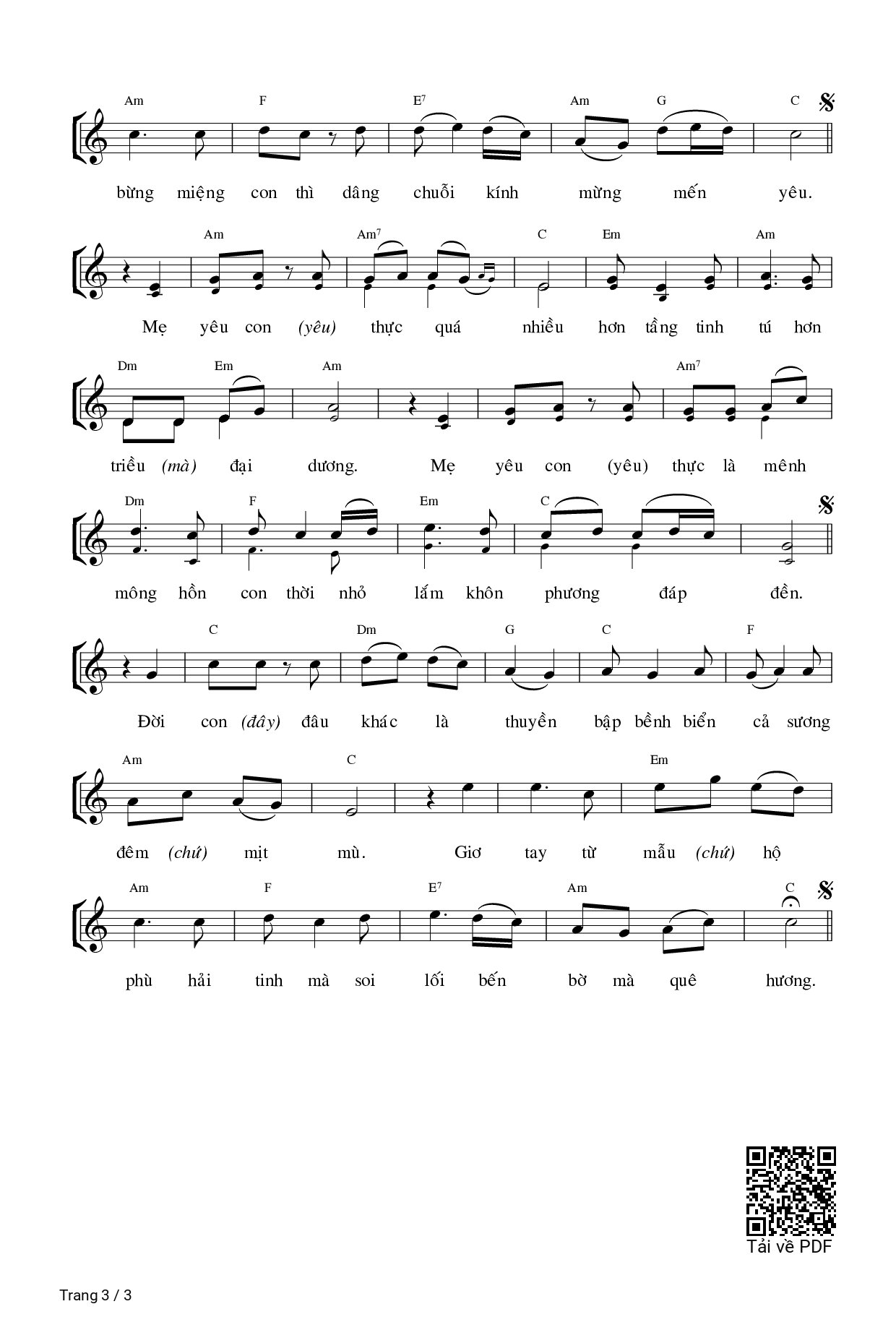 Page 3 of Sheet music PDF Dâng Nhánh Hoa Hồng - Hoài Đức (thơ: Cao Đức Thuận)