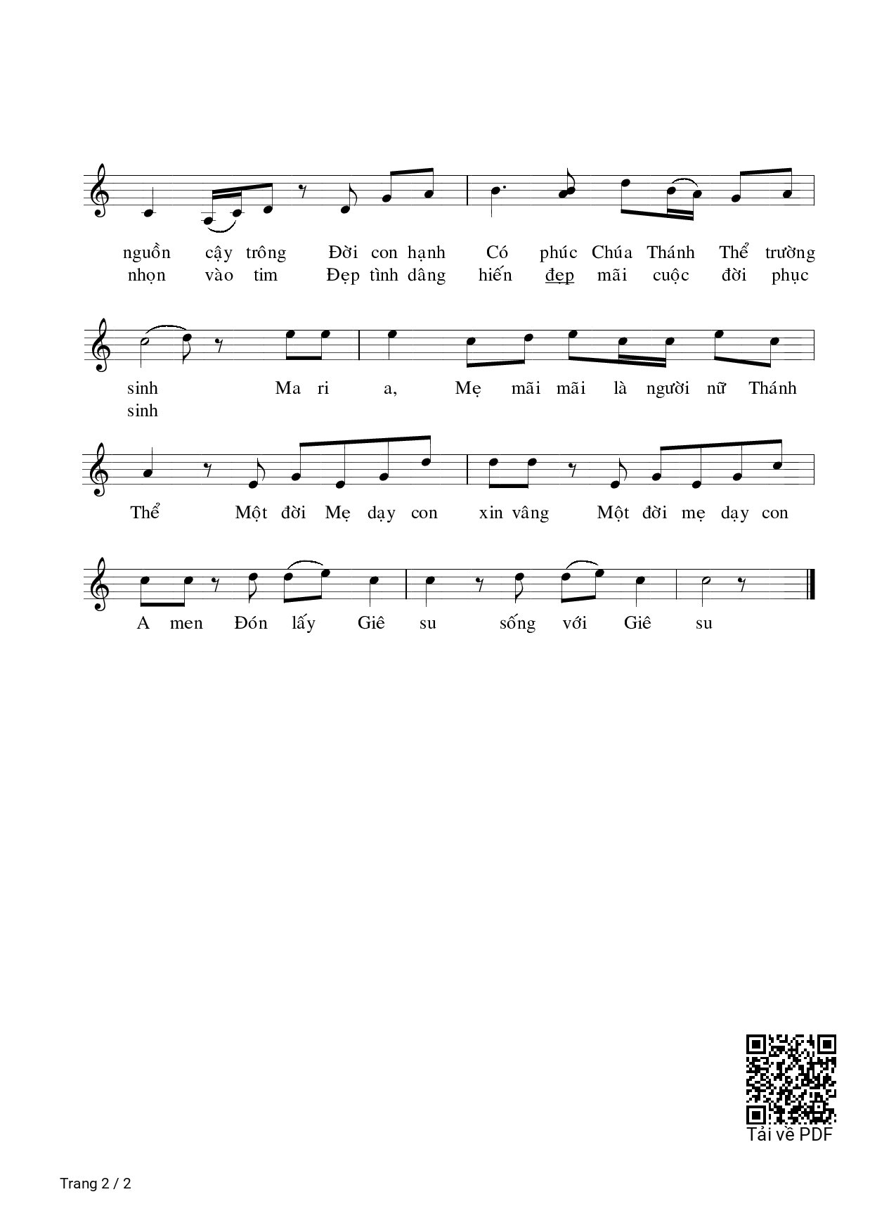 Page 2 of Sheet music PDF Người Nữ Thánh Thể - Ý Vũ