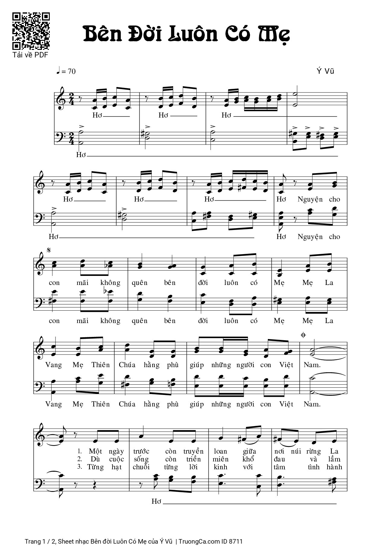 Sheet PDF of Bên đời Luôn Có Mẹ