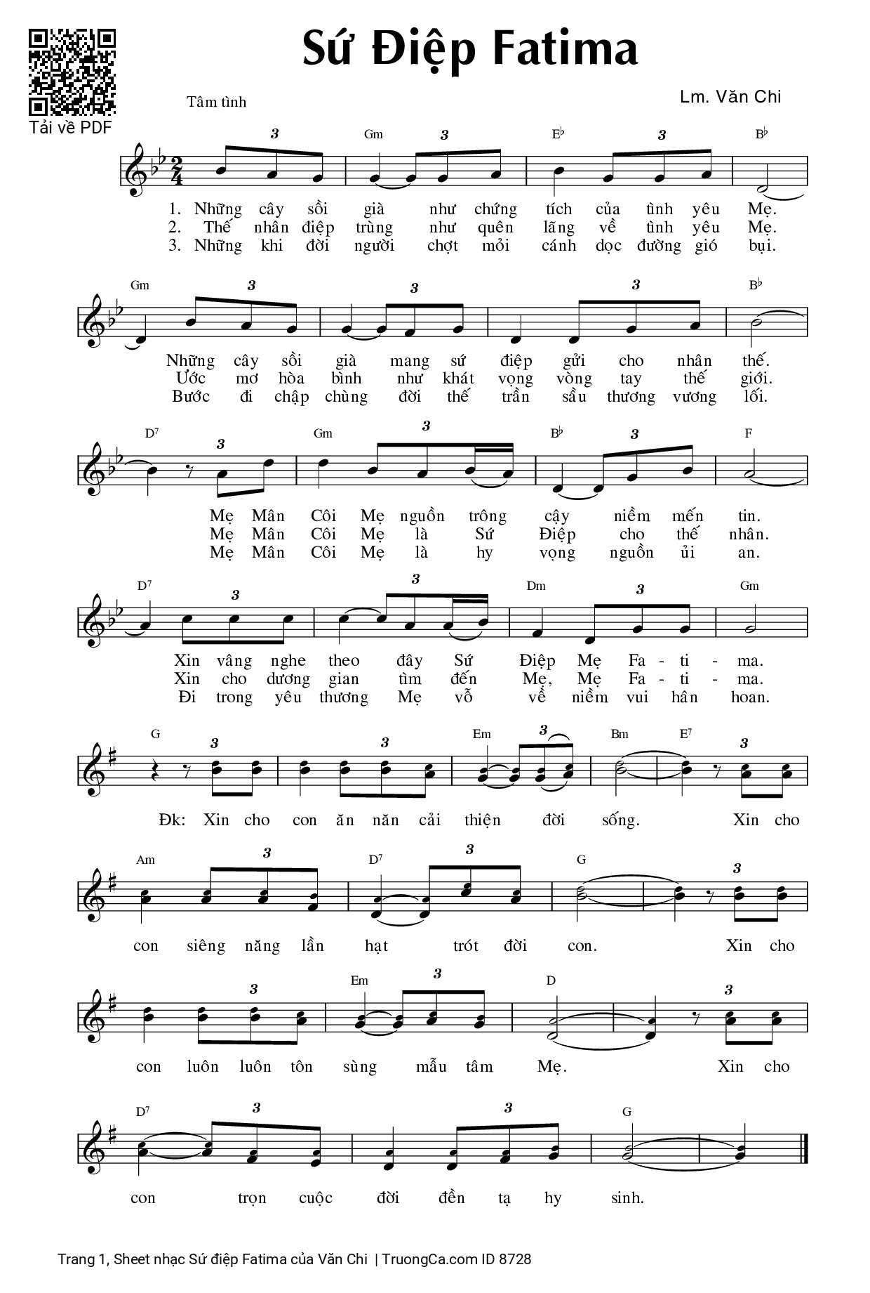 Sheet PDF of Sứ điệp Fatima