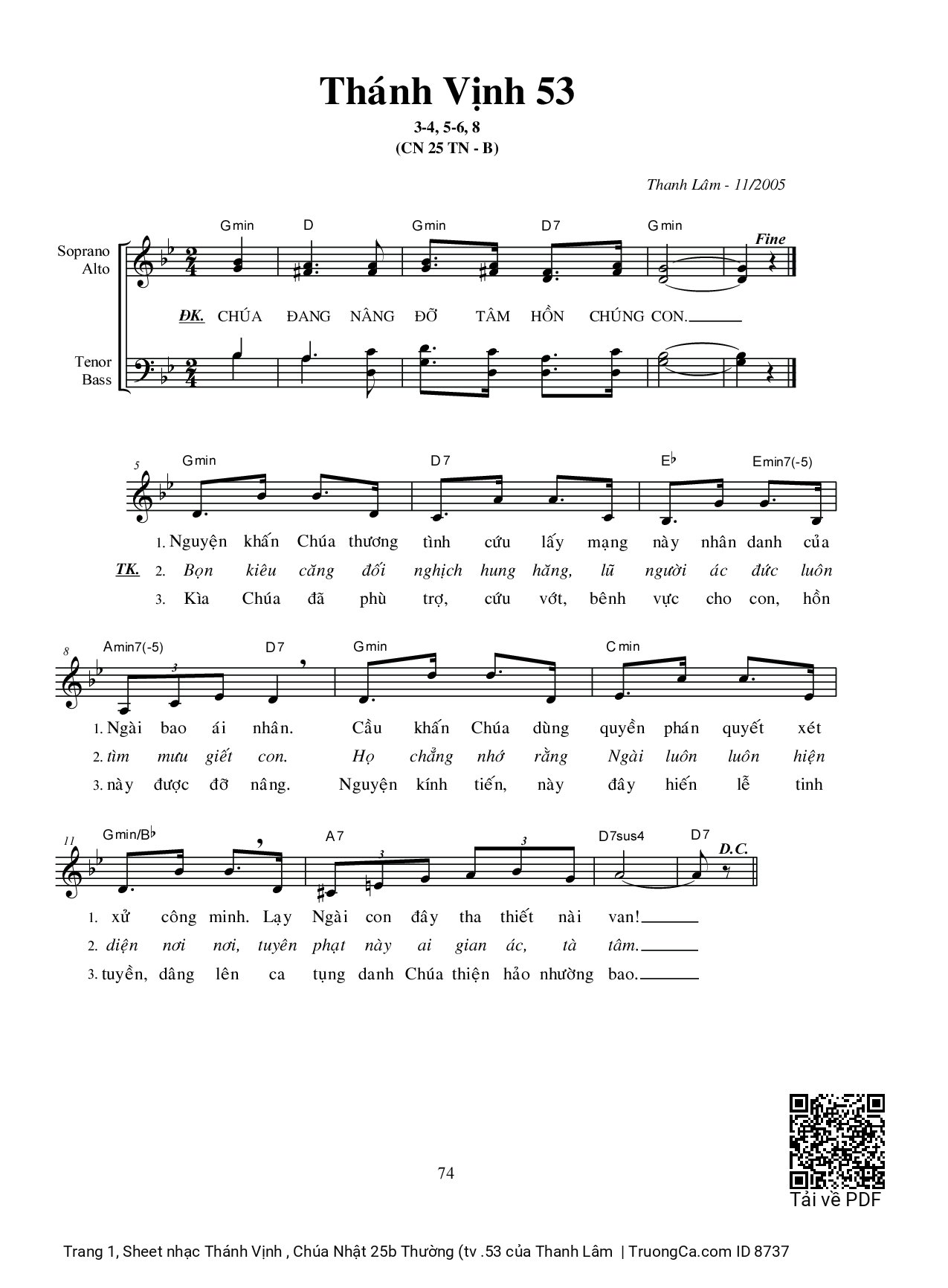 Sheet PDF of Thánh Vịnh 53, Chúa Nhật 25b Thường Niên