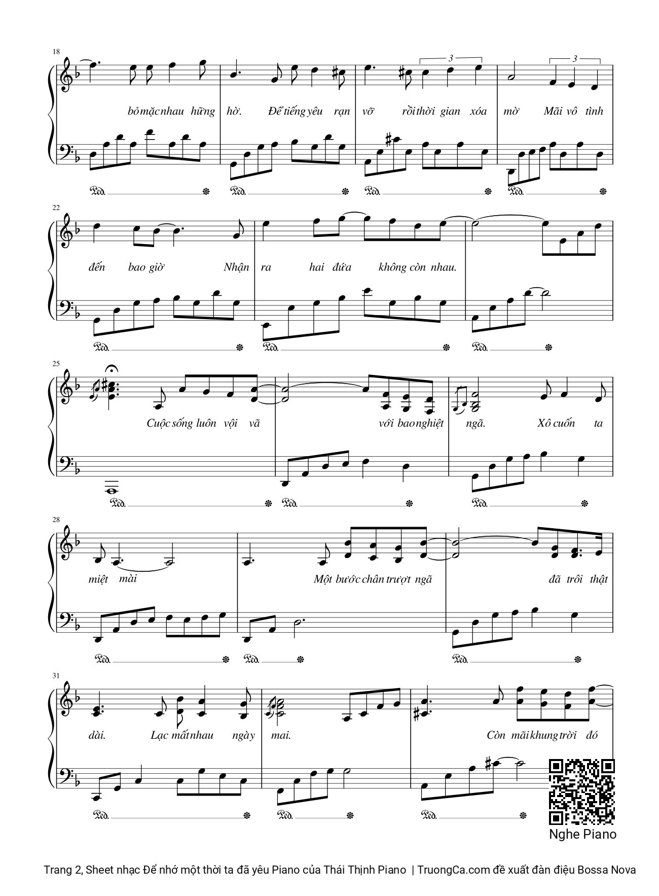 Page 2 of Sheet music PDF Để nhớ một thời ta đã yêu Piano - Thái Thịnh Piano