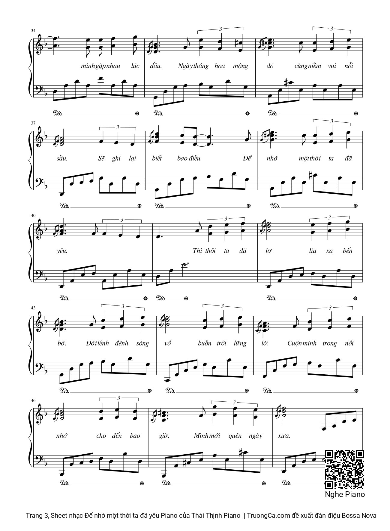 Page 3 of Sheet music PDF Để nhớ một thời ta đã yêu Piano - Thái Thịnh Piano