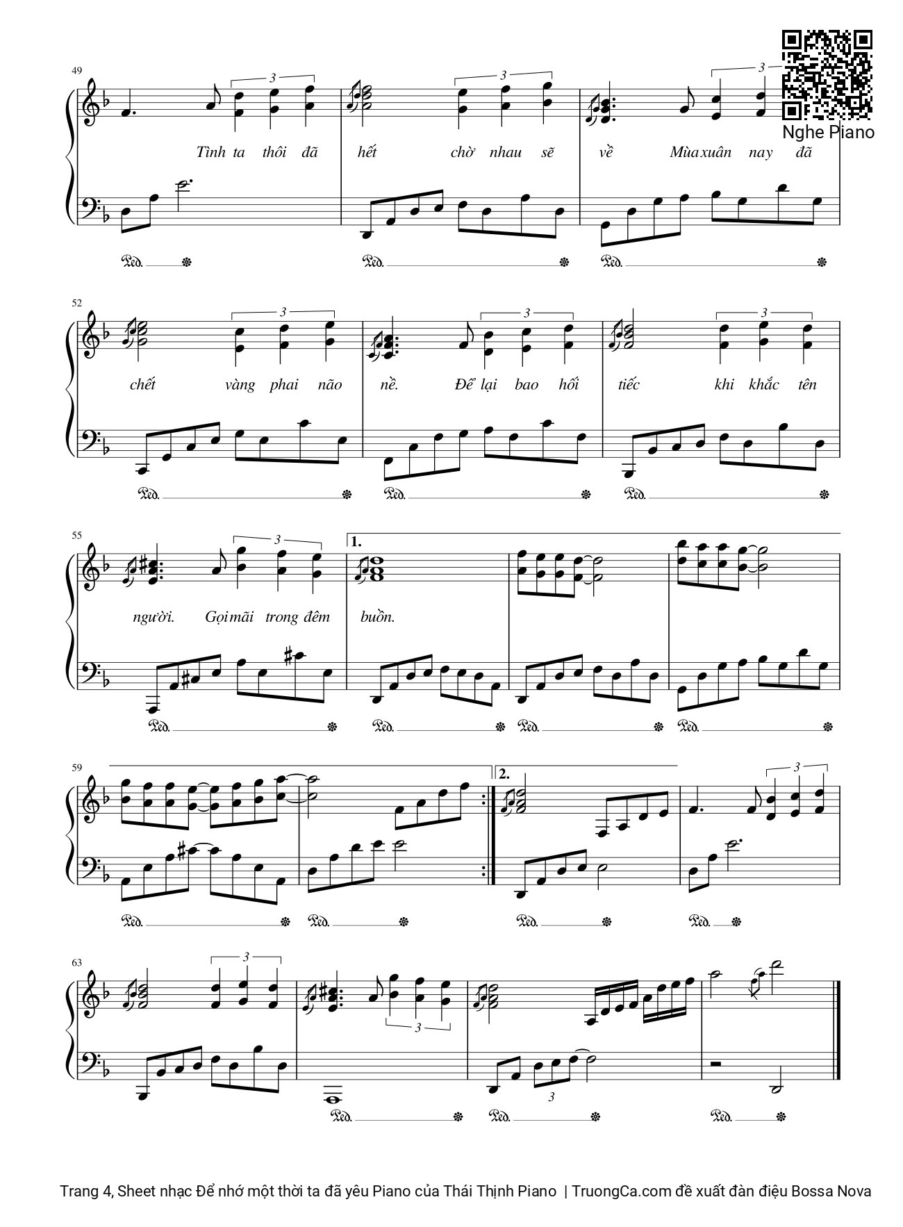 Page 4 of Sheet music PDF Để nhớ một thời ta đã yêu Piano - Thái Thịnh Piano