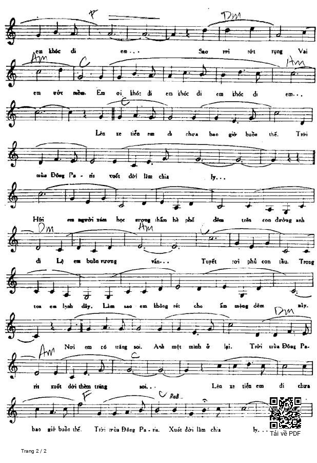 Page 2 of Sheet music PDF Tiễn Em - Cung Trầm Tưởng