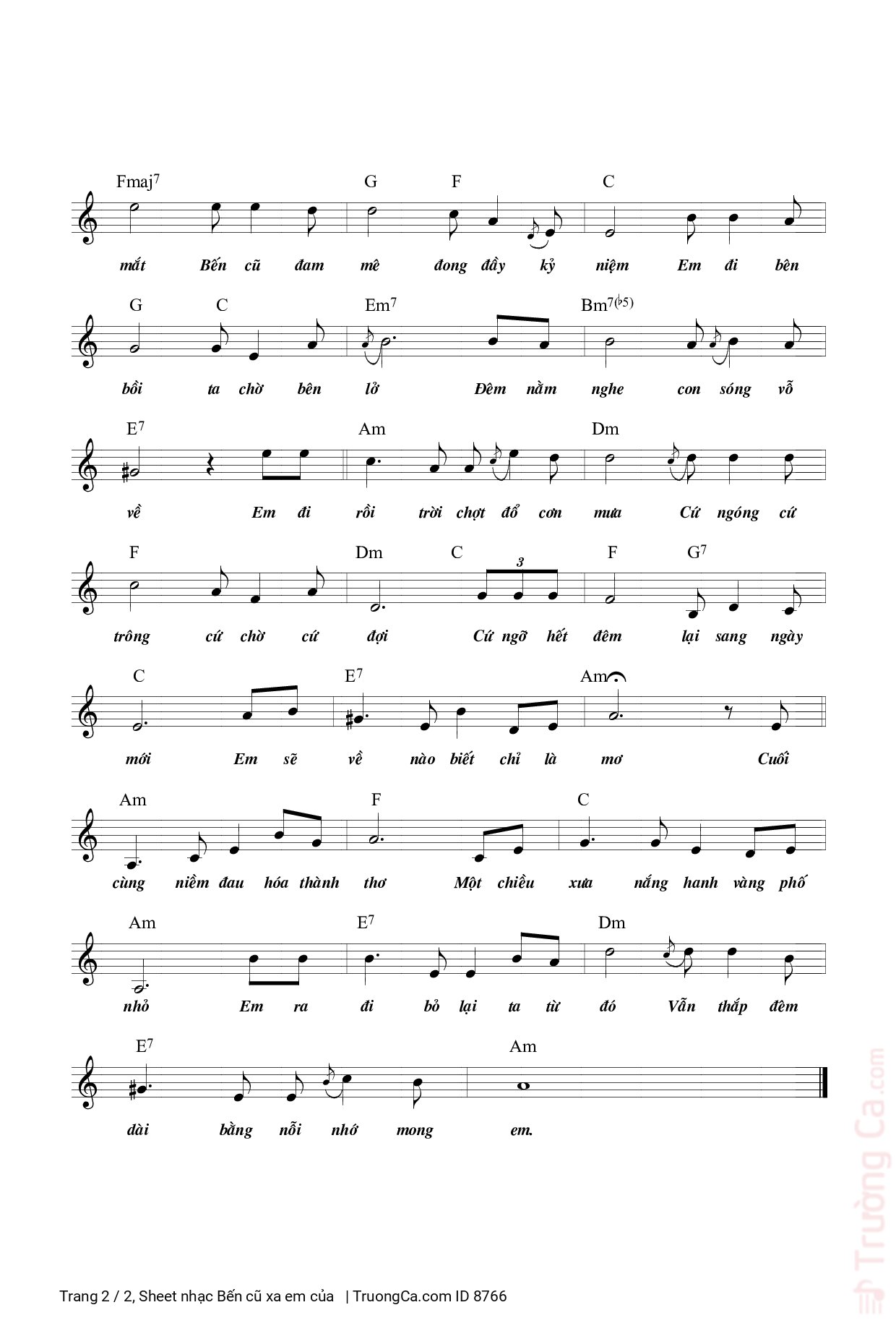 Page 2 of Sheet music PDF Bến cũ xa em - 