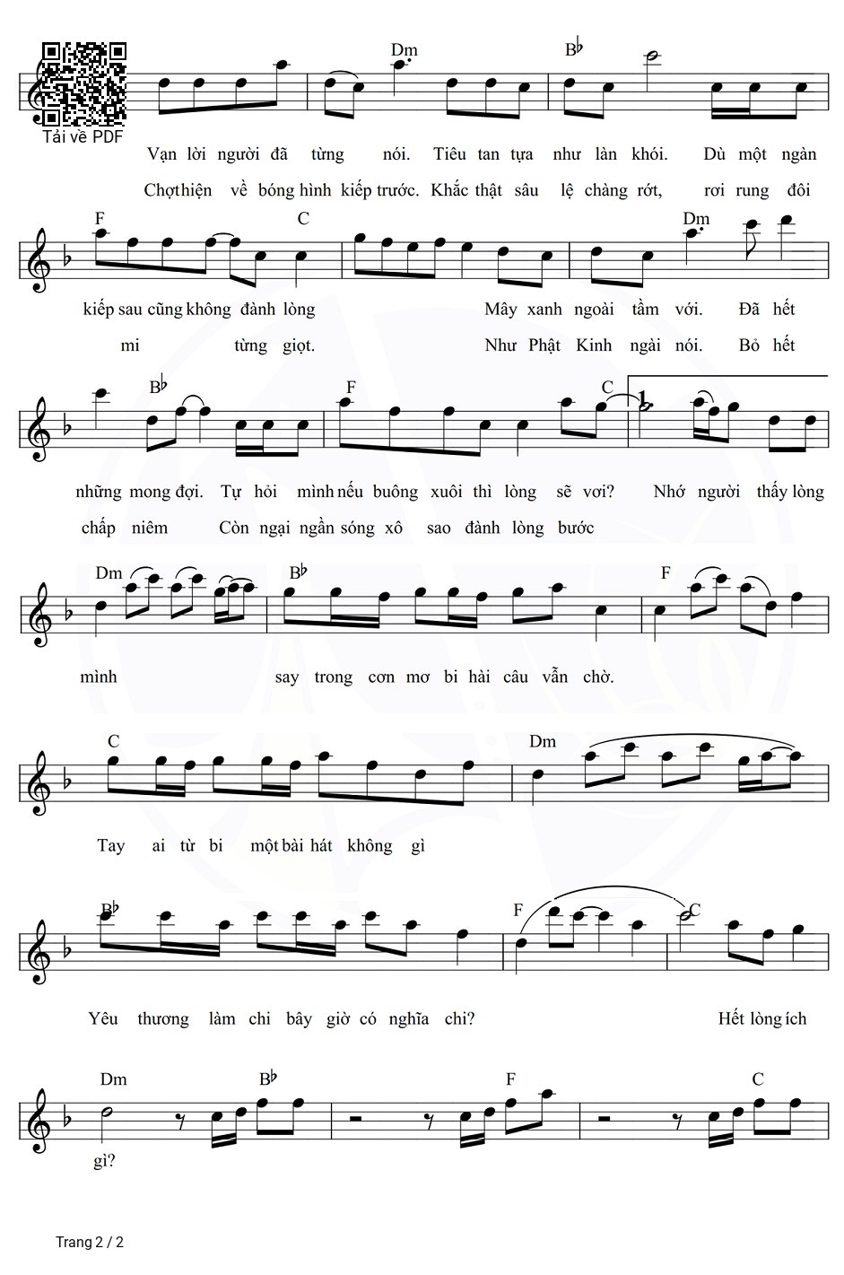 Page 2 of Sheet music PDF Gặp Nhau Giữa Rừng Mơ - Bảo Chung
