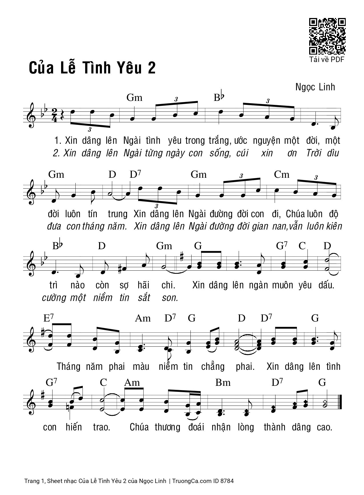 Sheet PDF of Của Lễ Tình Yêu 2