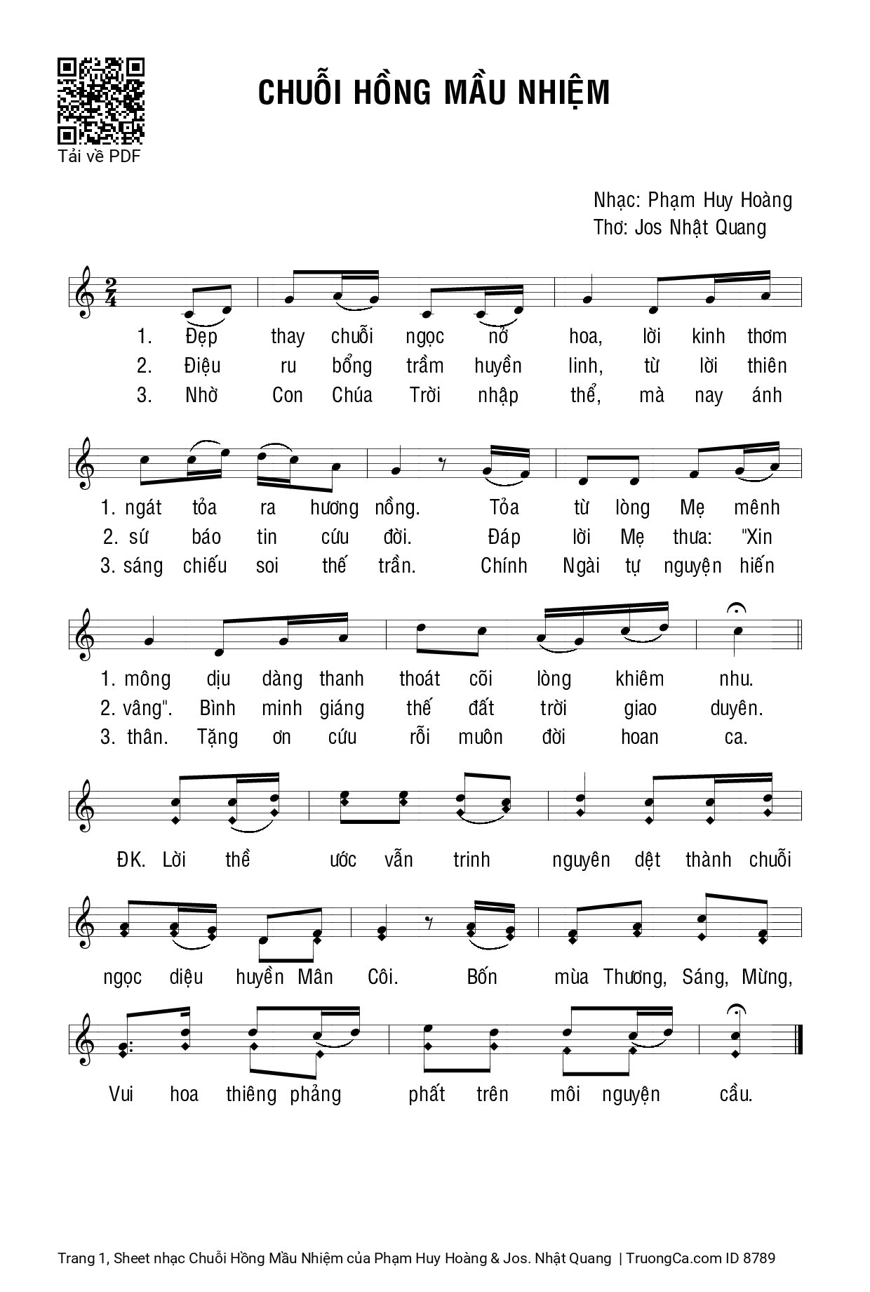 Sheet PDF of Chuỗi Hồng Mầu Nhiệm