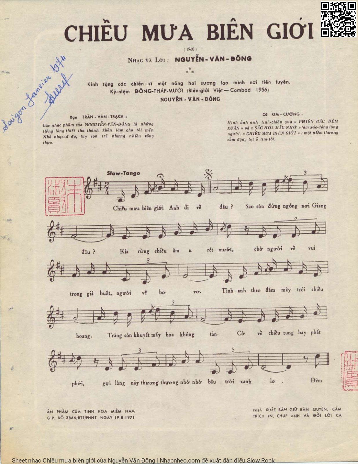 Page 2 of Sheet music PDF Chiều mưa biên giới - Nguyễn Văn Đông