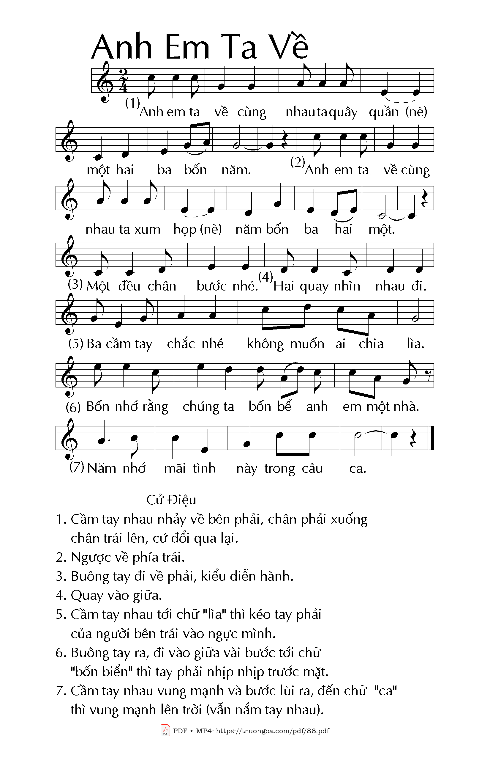 Page 1 of Sheet music PDF Anh em ta về - Tiến Lộc