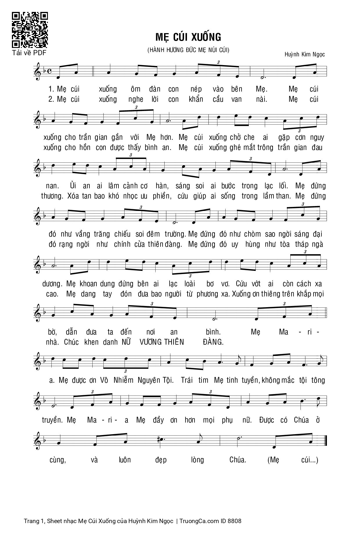 Sheet PDF of Mẹ Cúi Xuống