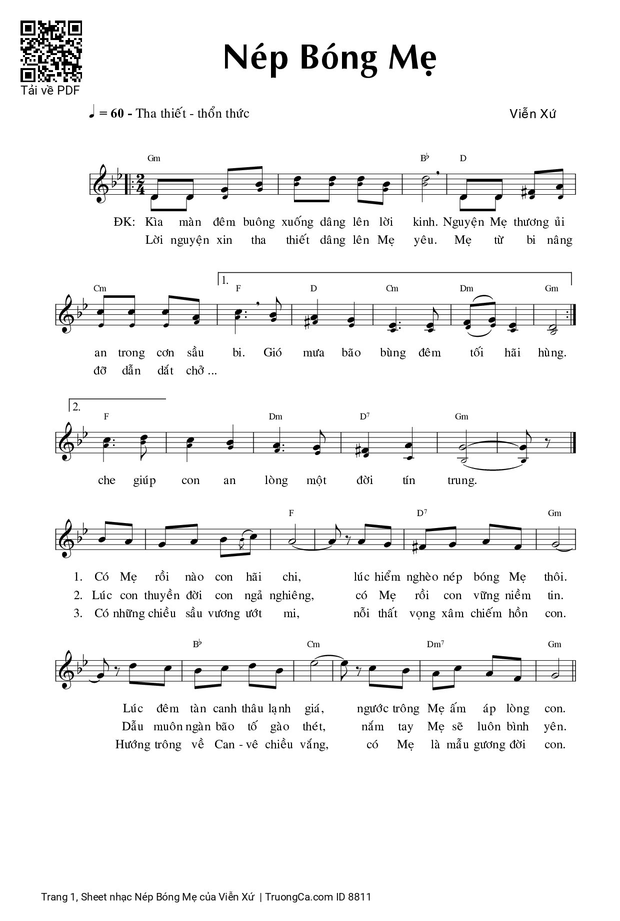Sheet PDF of Nép Bóng Mẹ