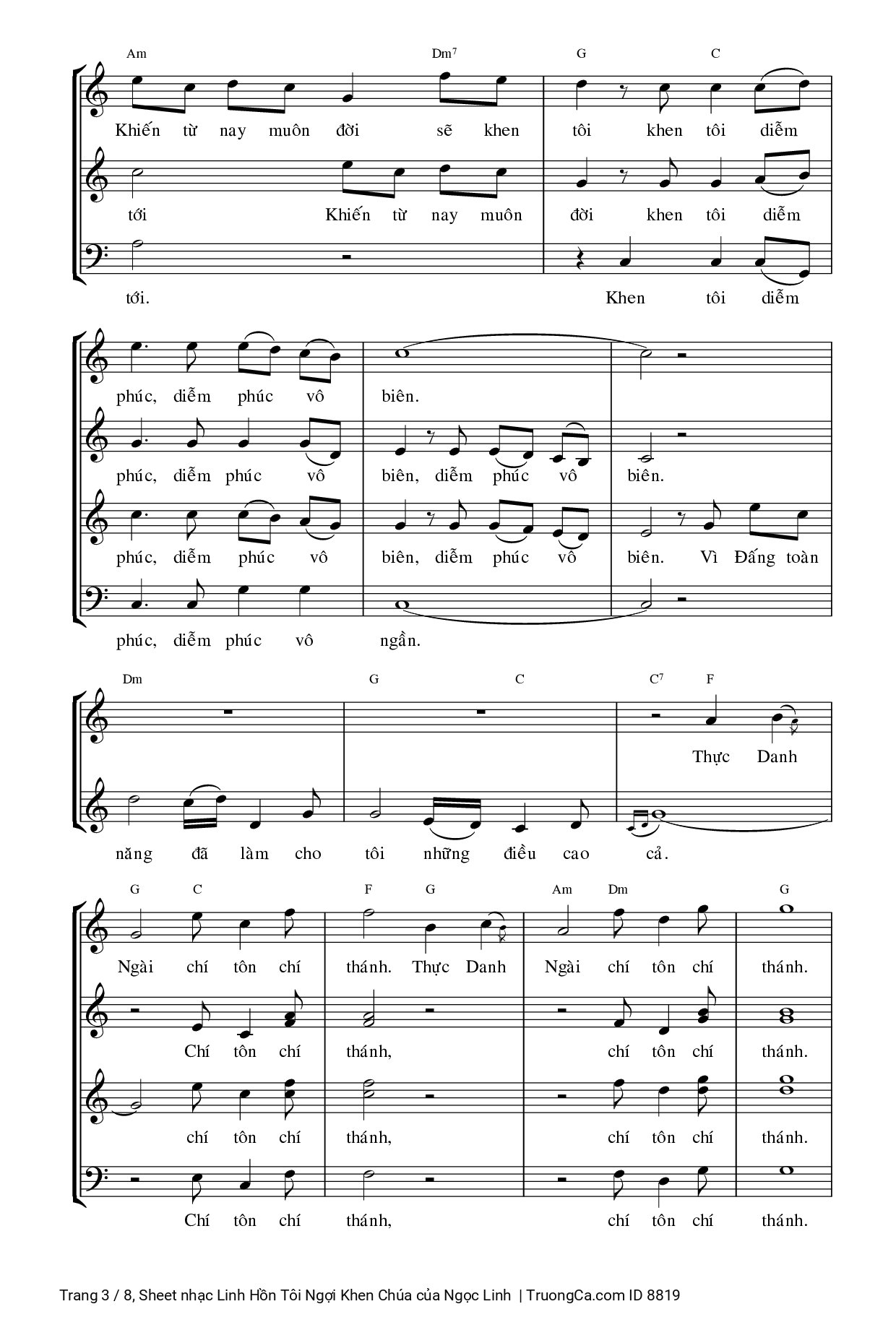 Page 3 of Sheet music PDF Linh Hồn Tôi Ngợi Khen Chúa (4 bè) - Ngọc Linh