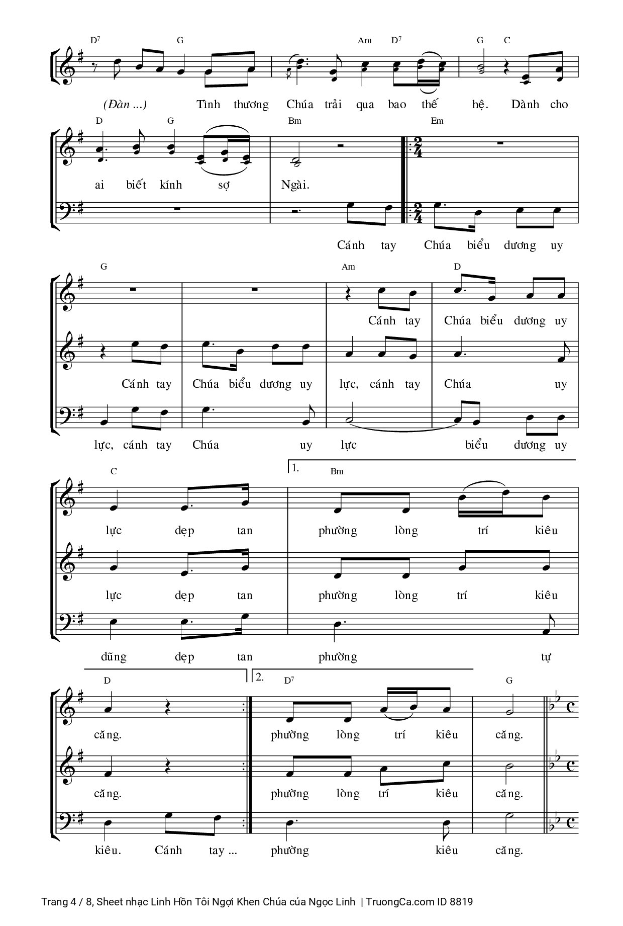 Page 4 of Sheet music PDF Linh Hồn Tôi Ngợi Khen Chúa (4 bè) - Ngọc Linh