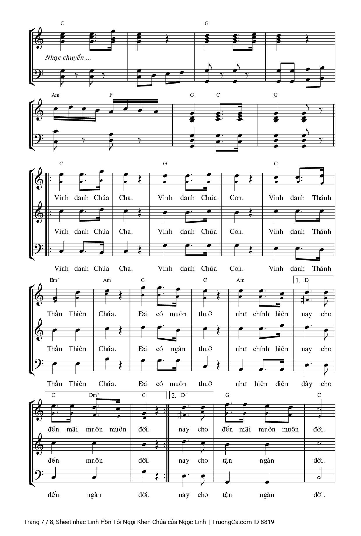 Page 7 of Sheet music PDF Linh Hồn Tôi Ngợi Khen Chúa (4 bè) - Ngọc Linh