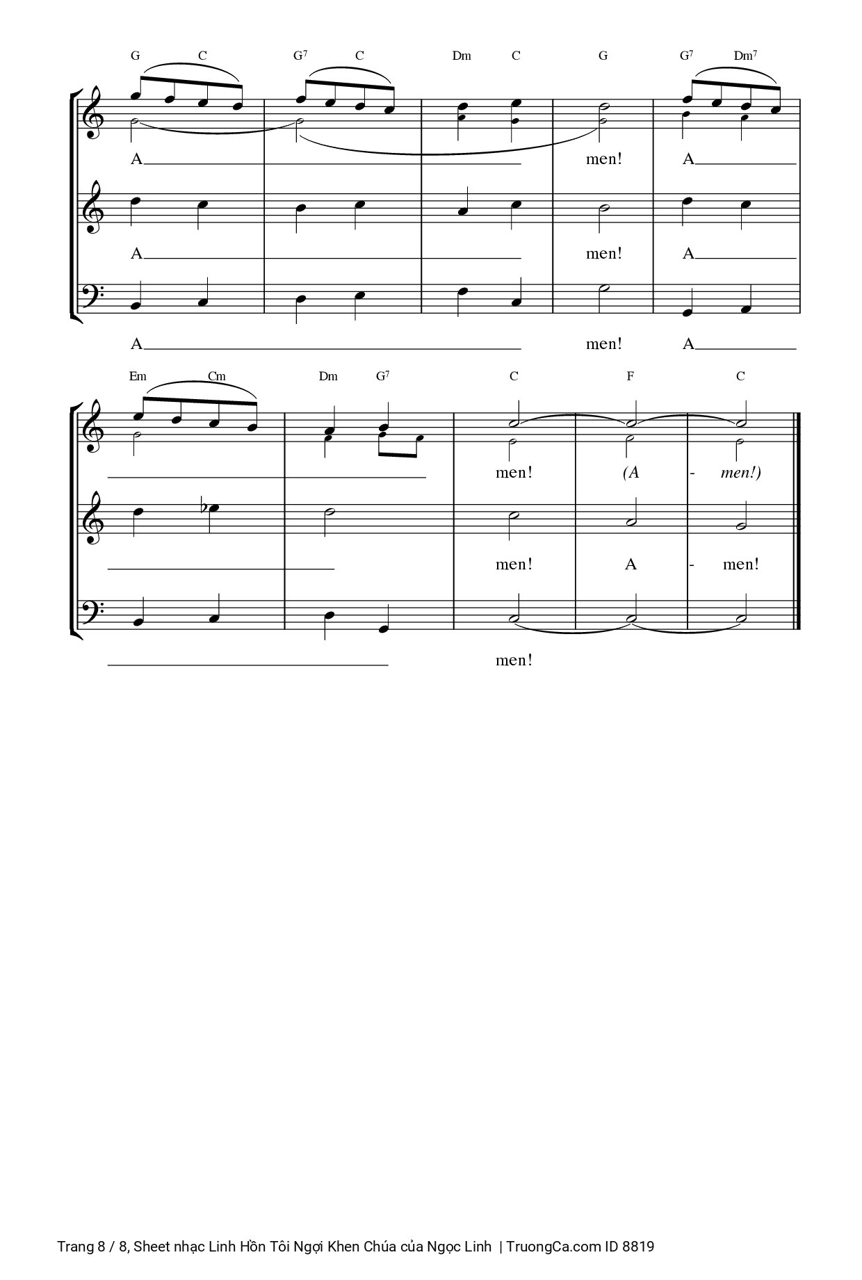 Page 8 of Sheet music PDF Linh Hồn Tôi Ngợi Khen Chúa (4 bè) - Ngọc Linh