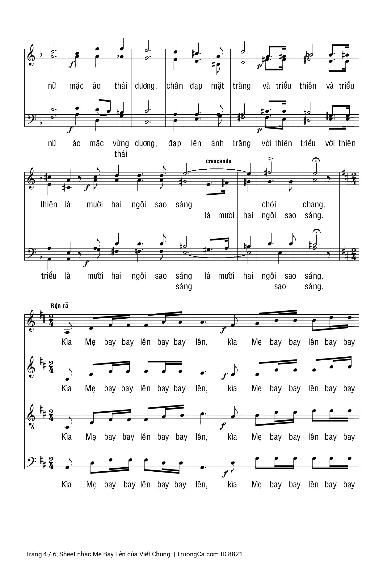 Page 4 of Sheet music PDF Mẹ Bay Lên - Viết Chung