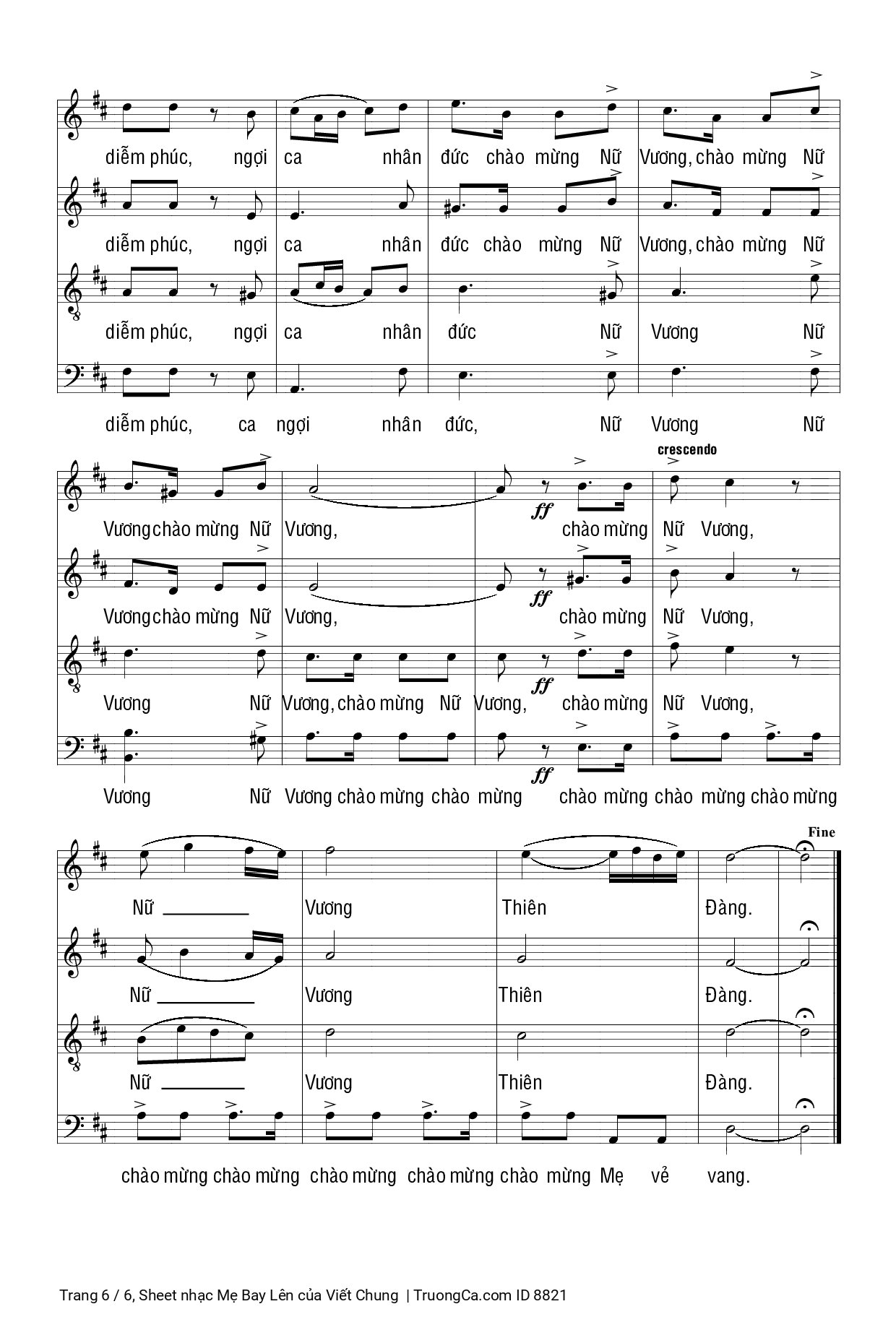 Page 6 of Sheet music PDF Mẹ Bay Lên - Viết Chung