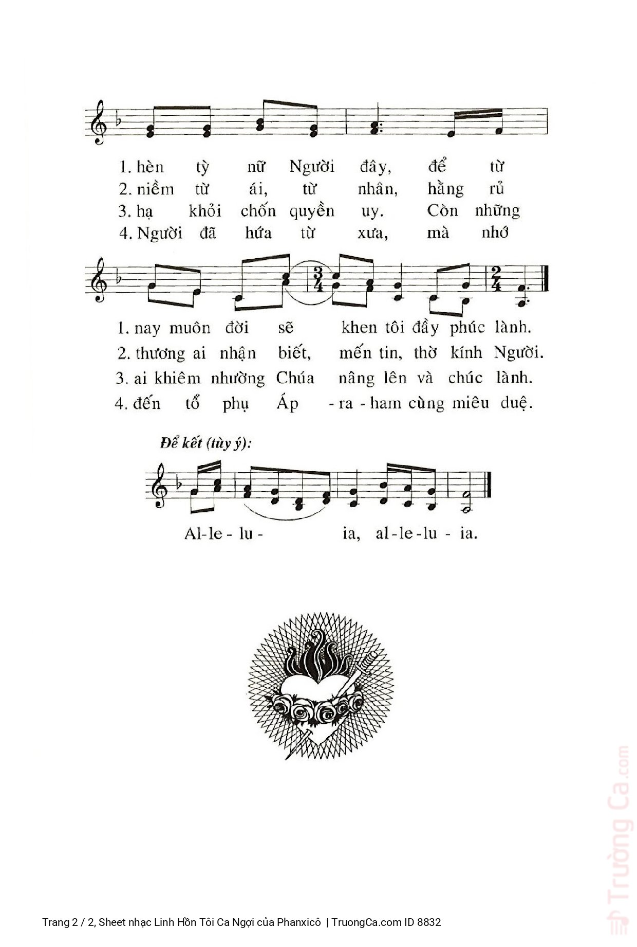 Page 2 of Sheet music PDF Linh Hồn Tôi Ca Ngợi - Phanxicô