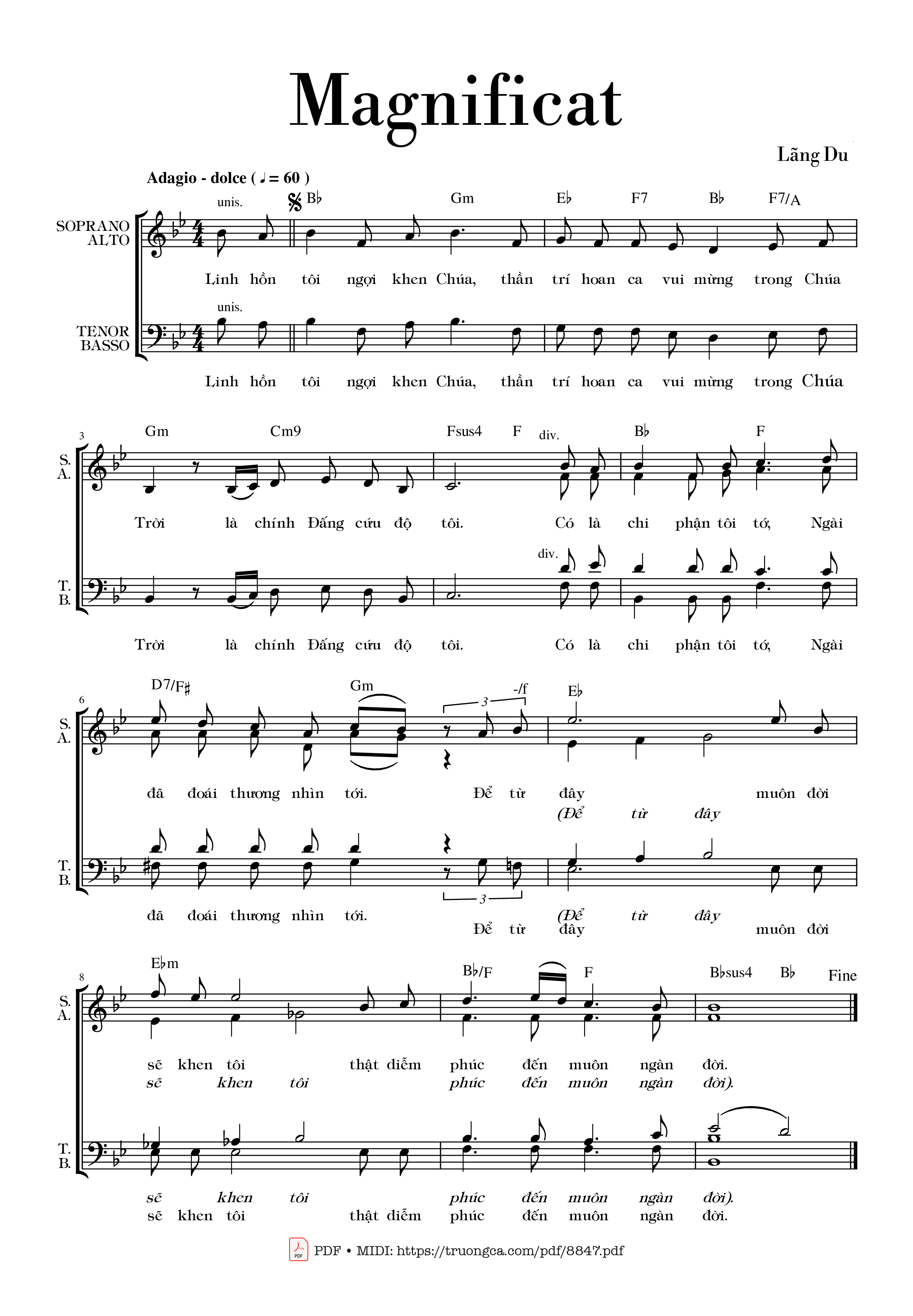 Sheet PDF of Magnificat - Lãng Du