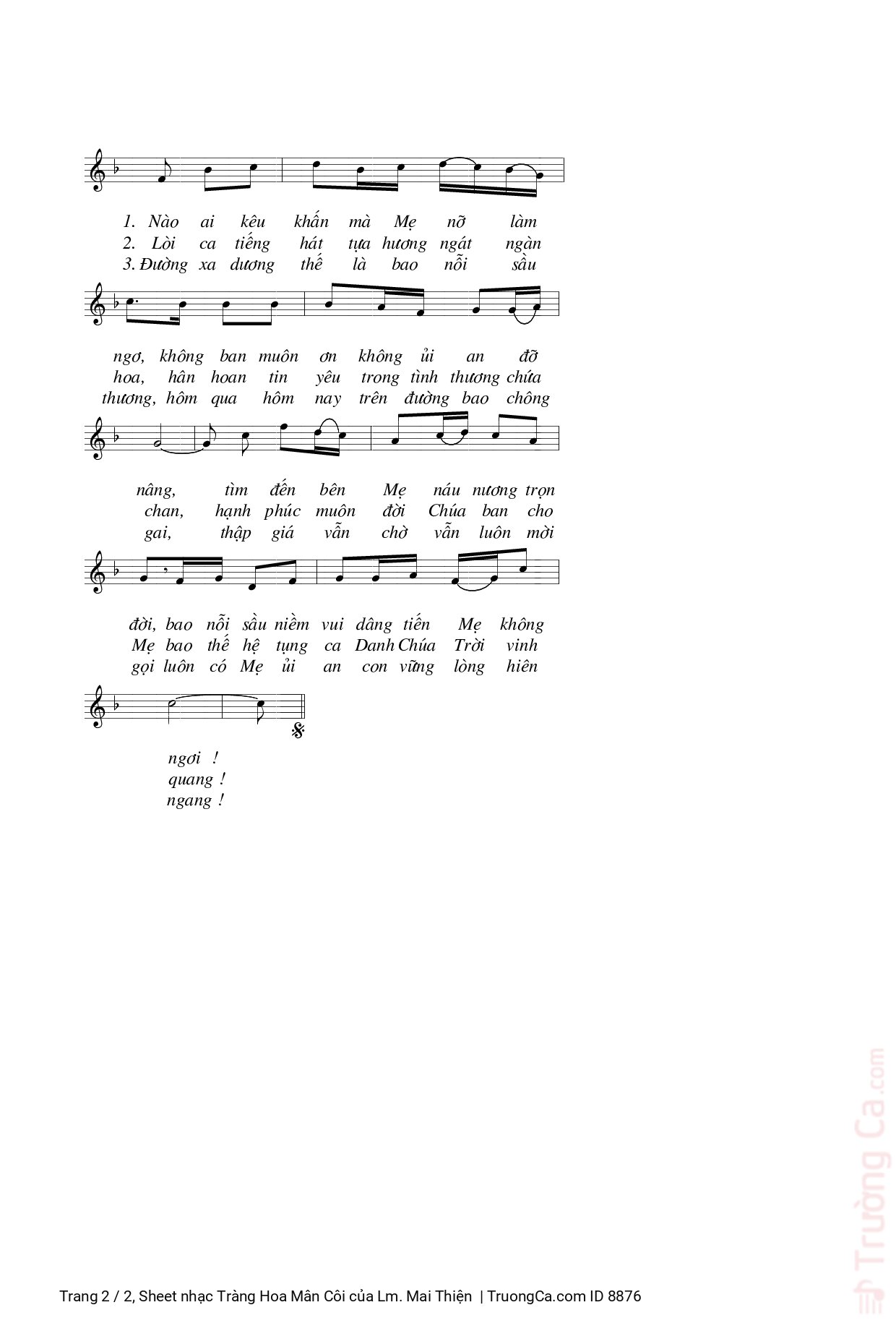 Tràng hoa mân côi con xin tiến dâng Mẹ là bao yêu mến trong lời kinh tuyệt vời, Trang 2