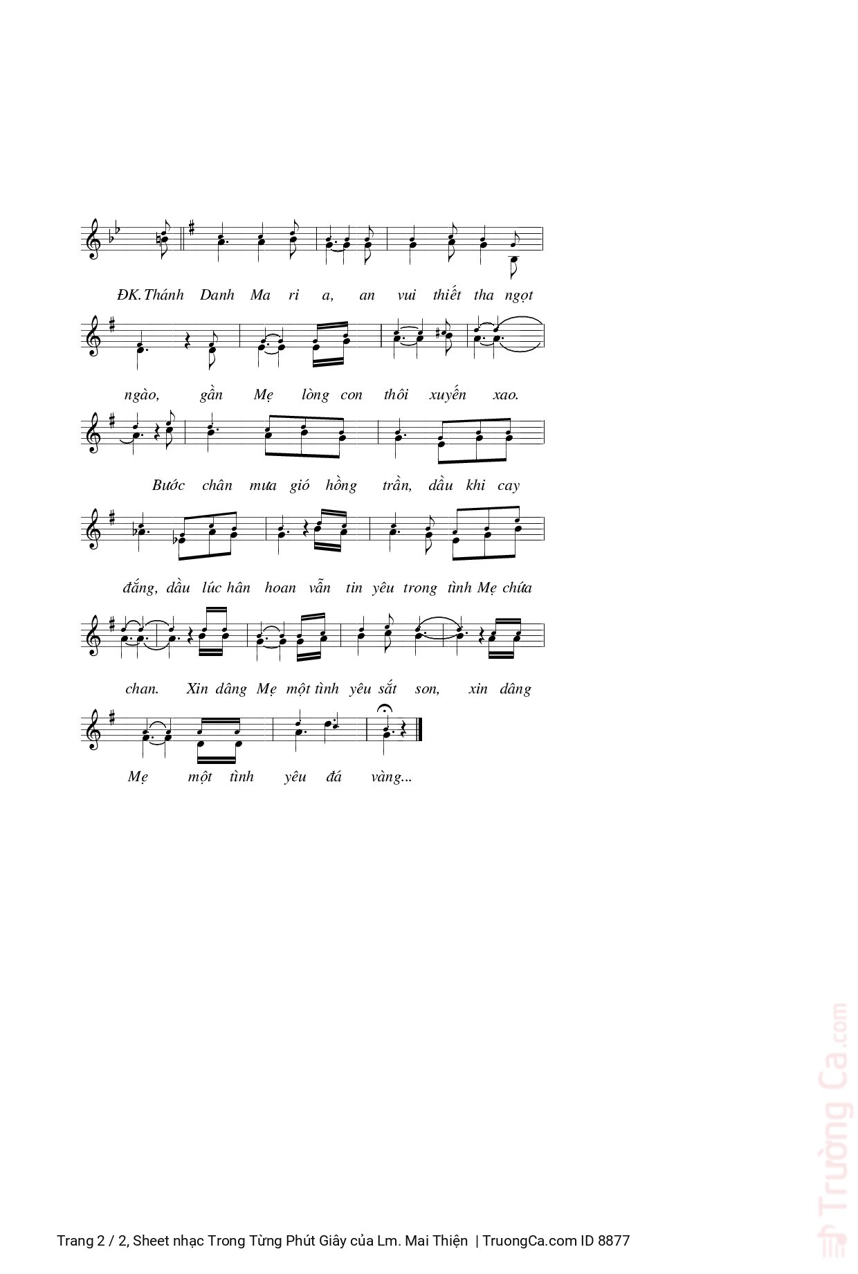 Page 2 of Sheet music PDF Trong Từng Phút Giây - Lm. Mai Thiện